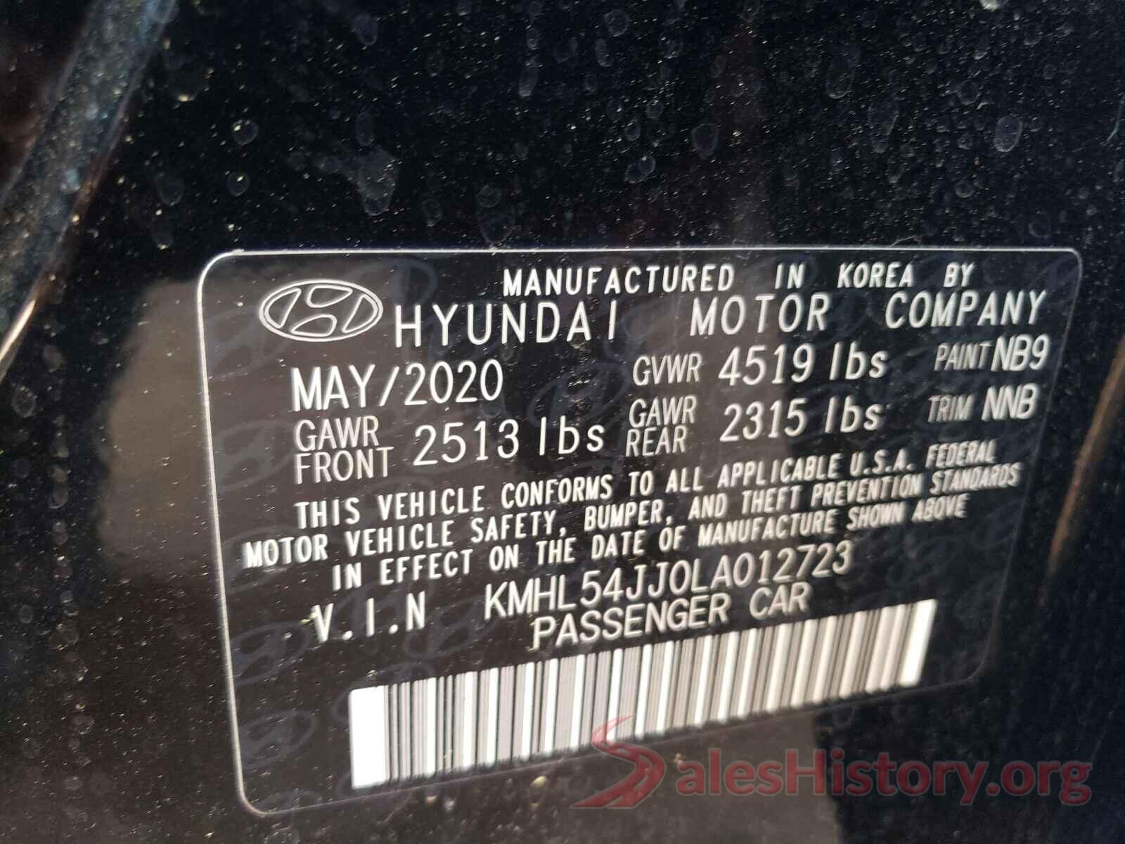 KMHL54JJ0LA012723 2020 HYUNDAI SONATA