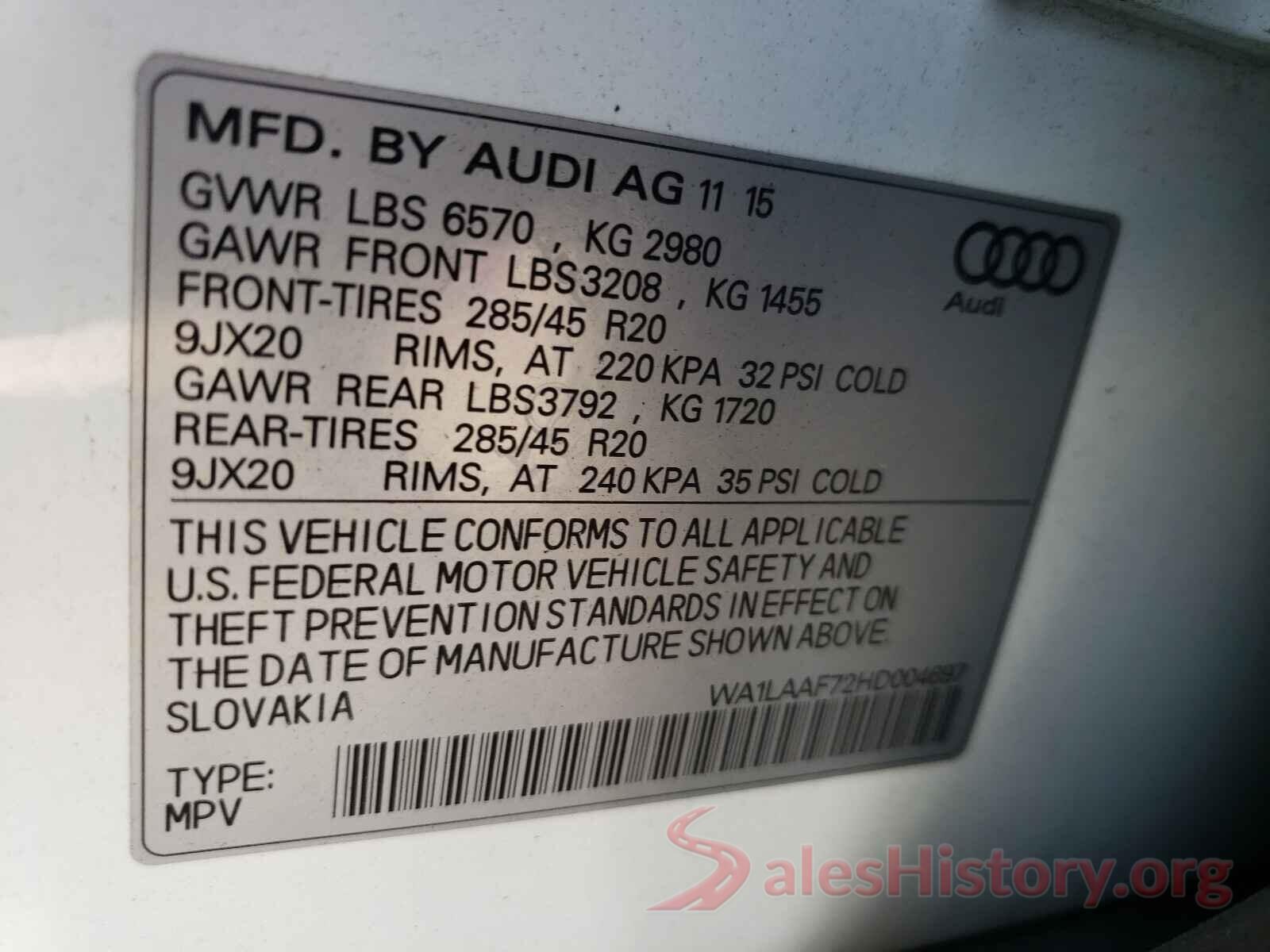 WA1LAAF72HD004697 2017 AUDI Q7