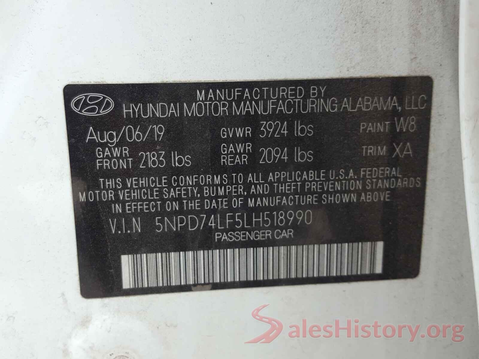 5NPD74LF5LH518990 2020 HYUNDAI ELANTRA