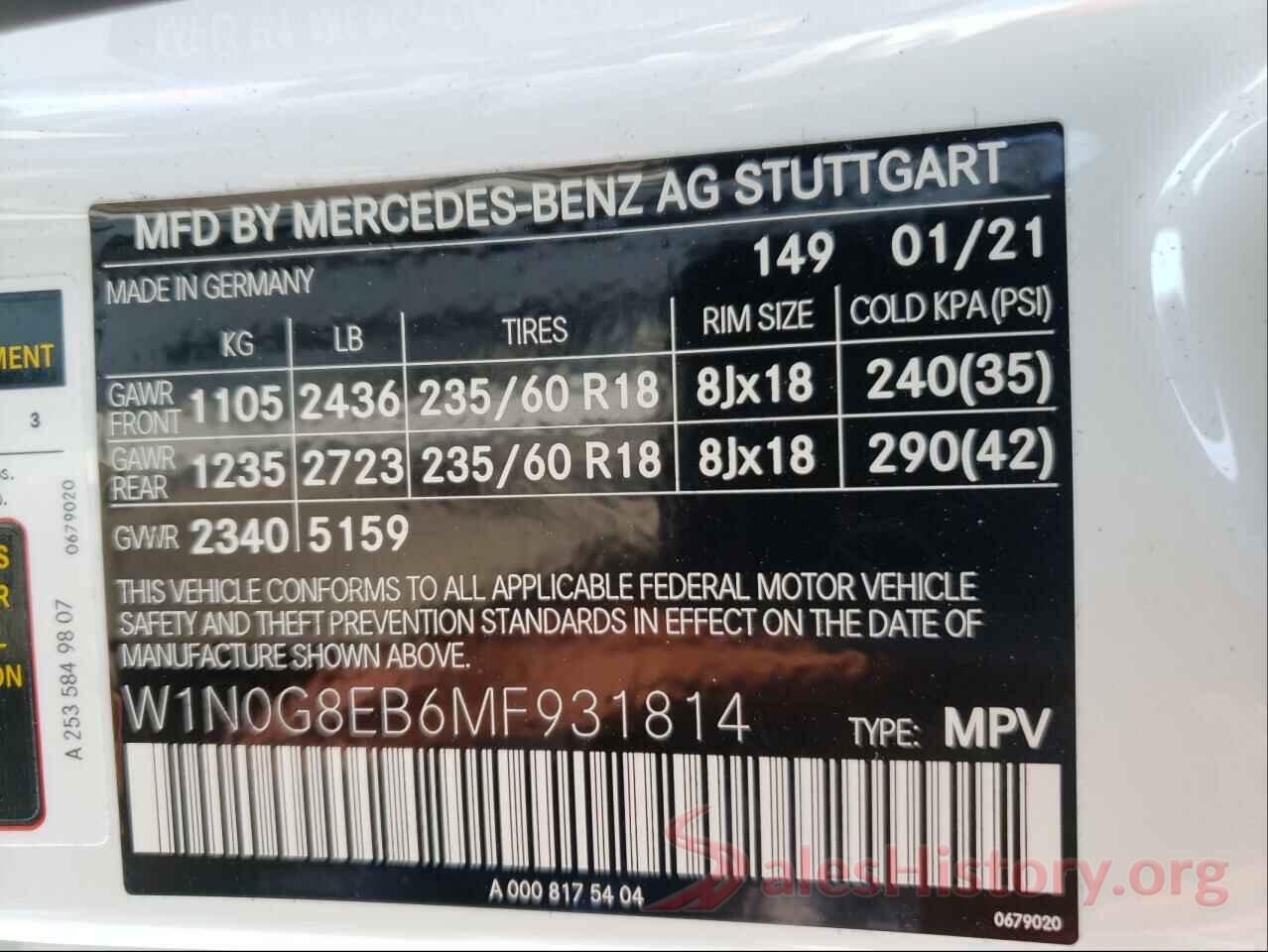 W1N0G8EB6MF931814 2021 MERCEDES-BENZ GLC-CLASS