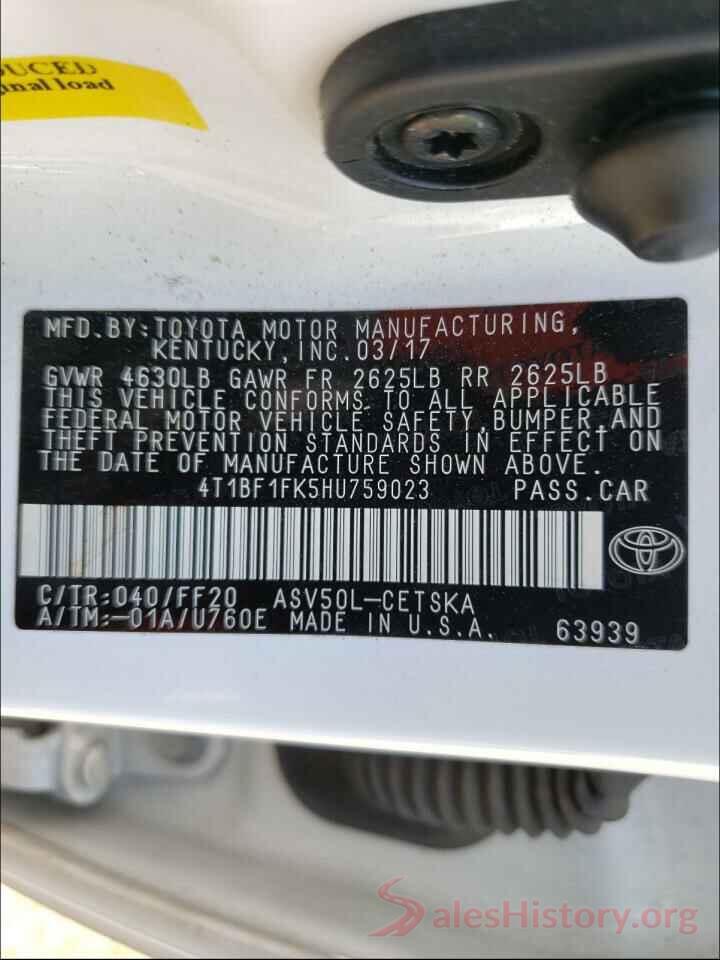 4T1BF1FK5HU759023 2017 TOYOTA CAMRY