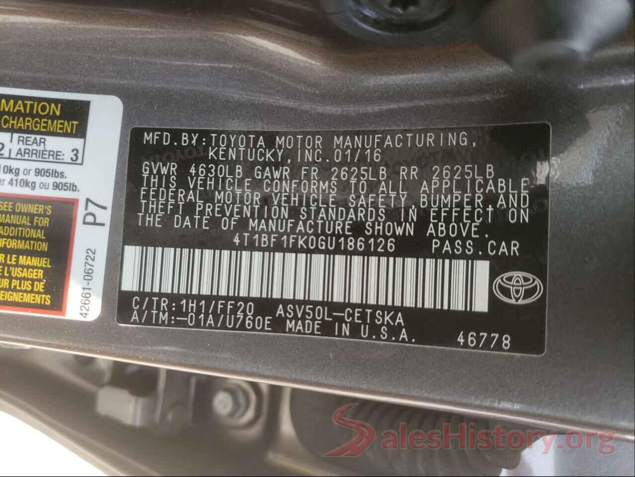 4T1BF1FK0GU186126 2016 TOYOTA CAMRY