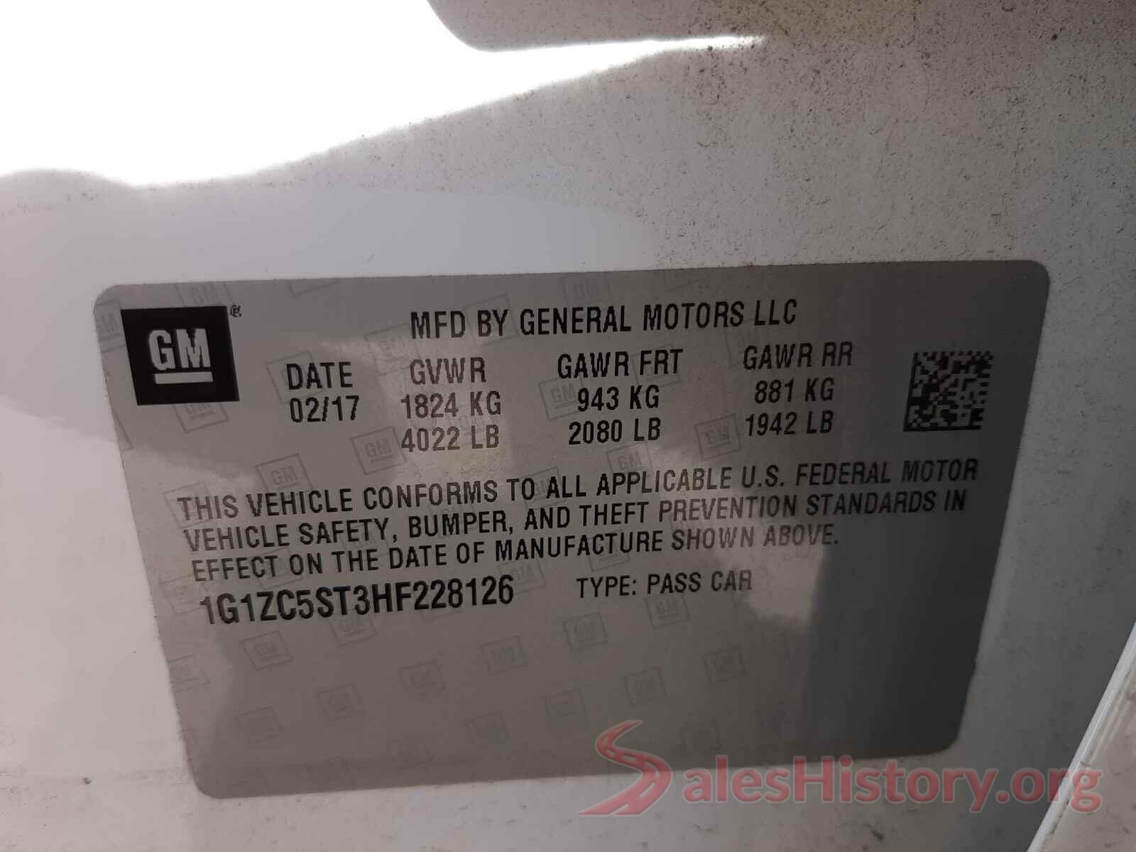 1G1ZC5ST3HF228126 2017 CHEVROLET MALIBU