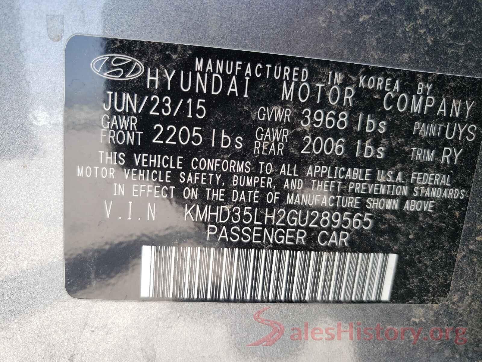 KMHD35LH2GU289565 2016 HYUNDAI ELANTRA