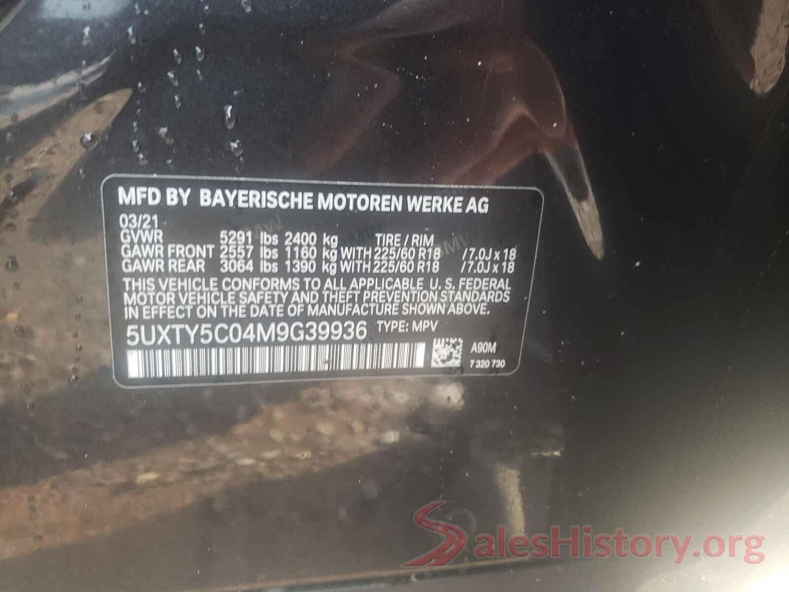 5UXTY5C04M9G39936 2021 BMW X3