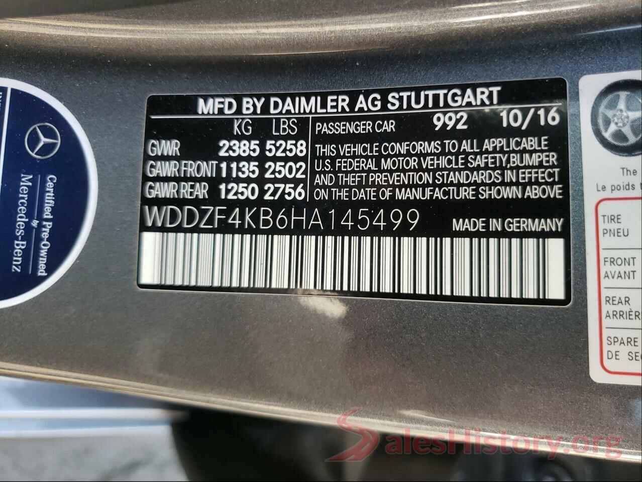 WDDZF4KB6HA145499 2017 MERCEDES-BENZ E-CLASS