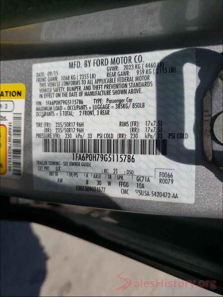 1FA6P0H79G5115786 2016 FORD FUSION