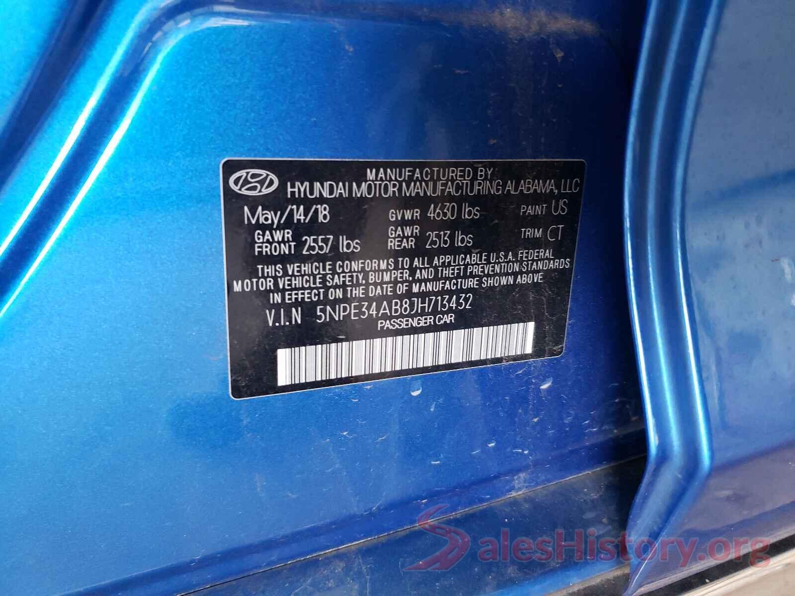 5NPE34AB8JH713432 2018 HYUNDAI SONATA