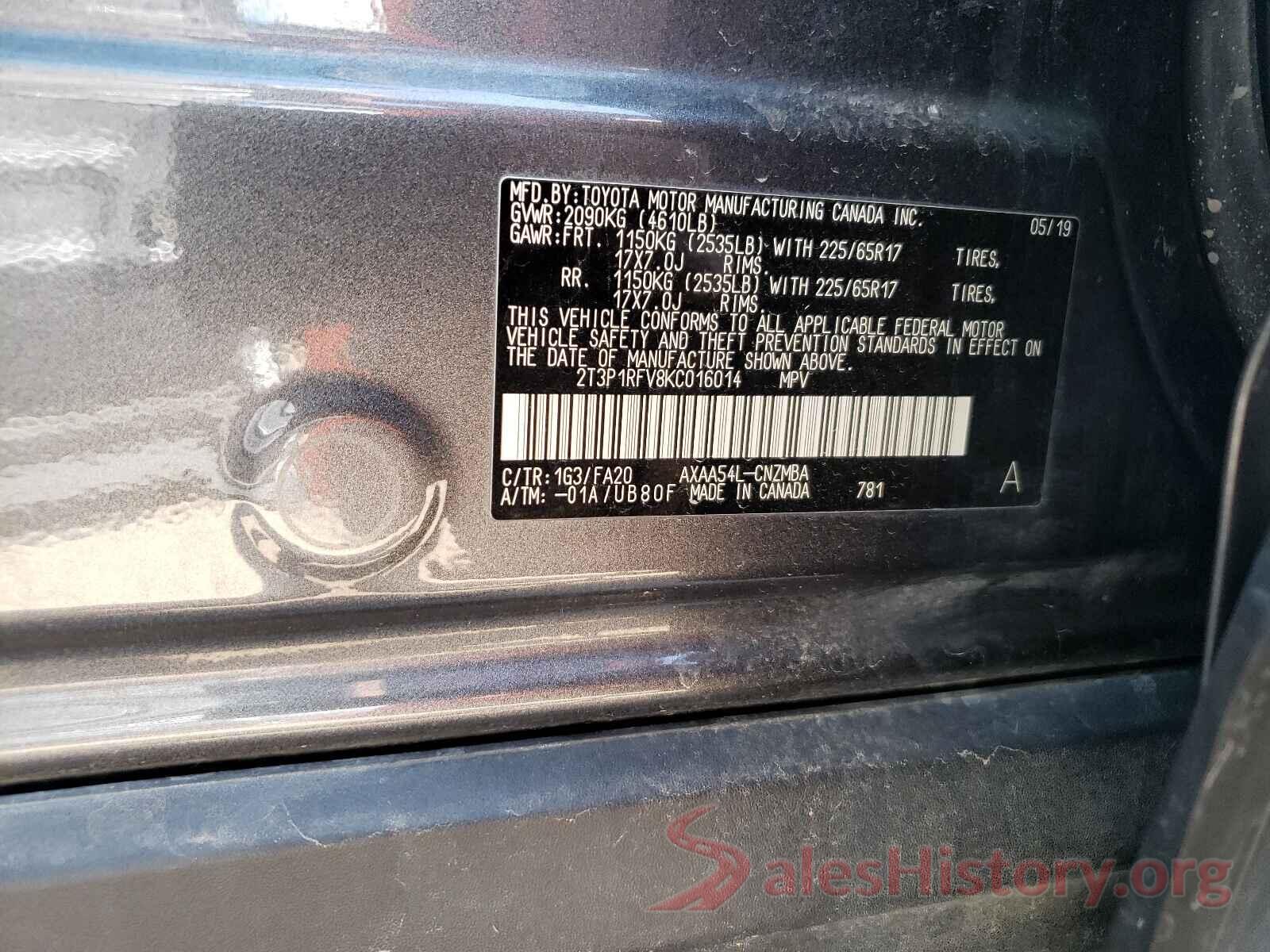 2T3P1RFV8KC016014 2019 TOYOTA RAV4