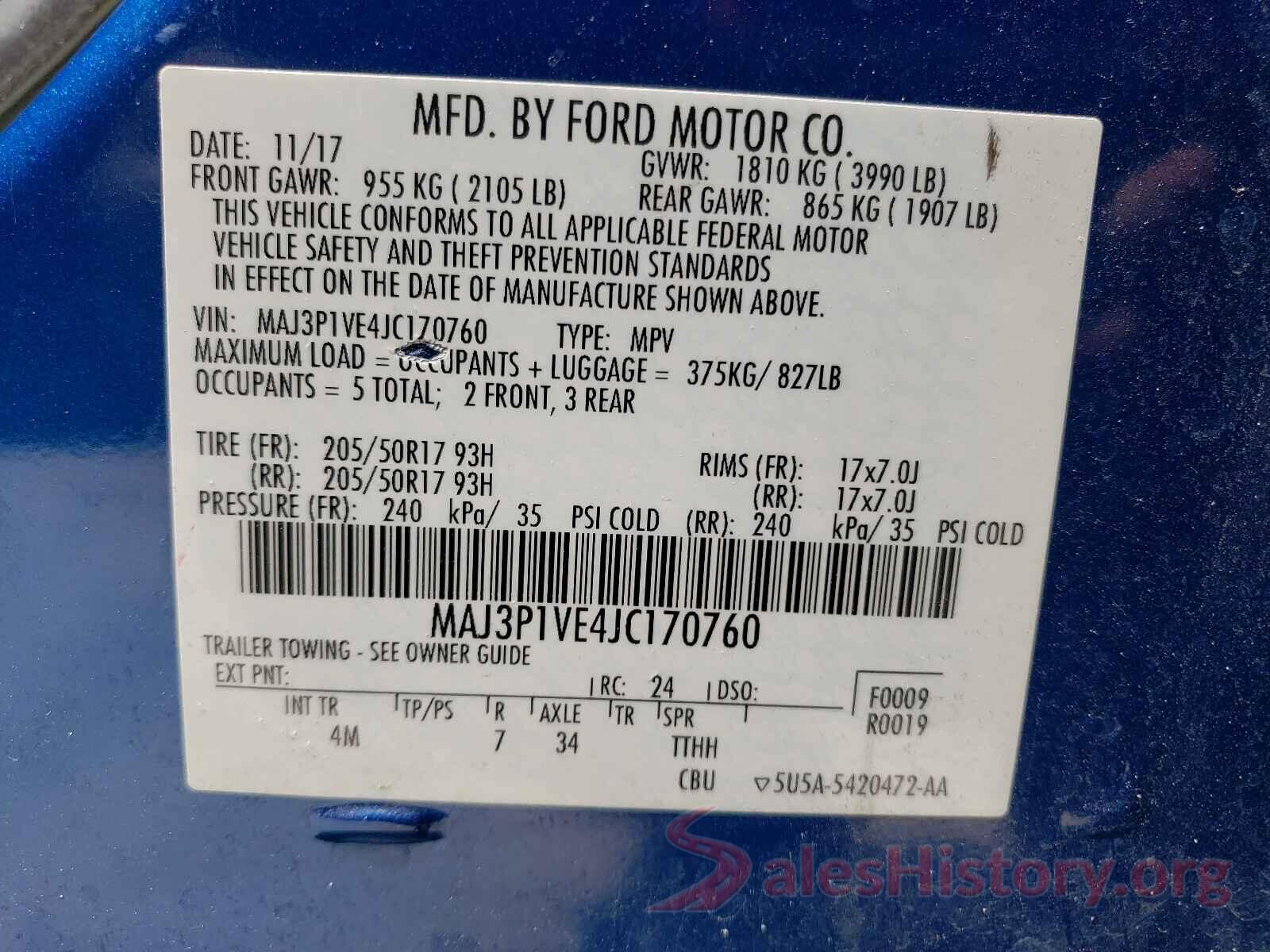 MAJ3P1VE4JC170760 2018 FORD ALL OTHER