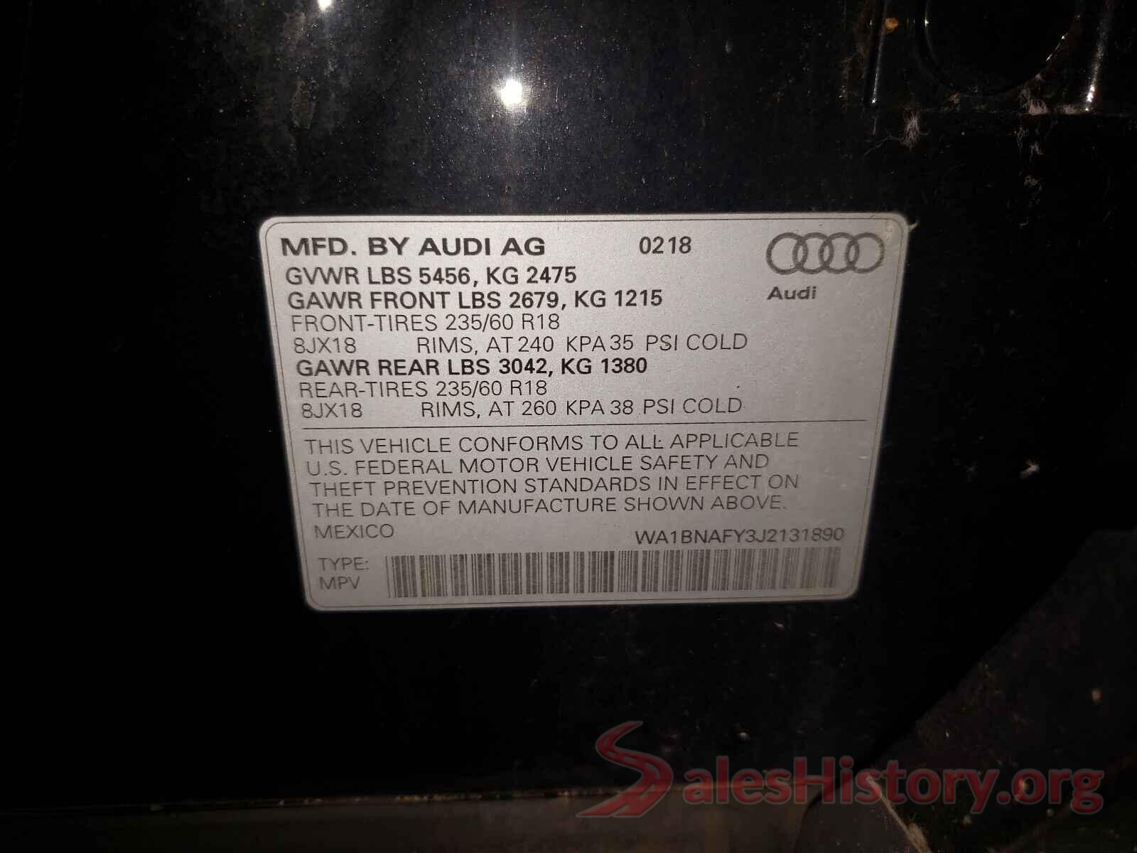 WA1BNAFY3J2131890 2018 AUDI Q5