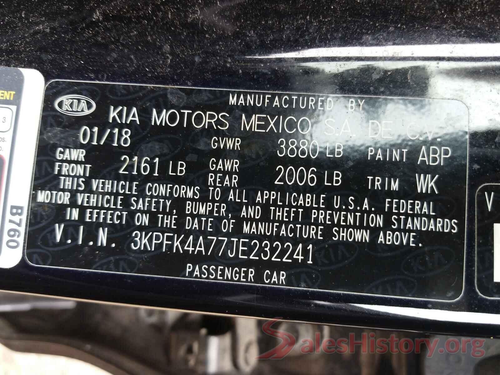 3KPFK4A77JE232241 2018 KIA FORTE