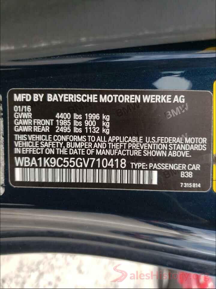 WBA1K9C55GV710418 2016 BMW 2 SERIES