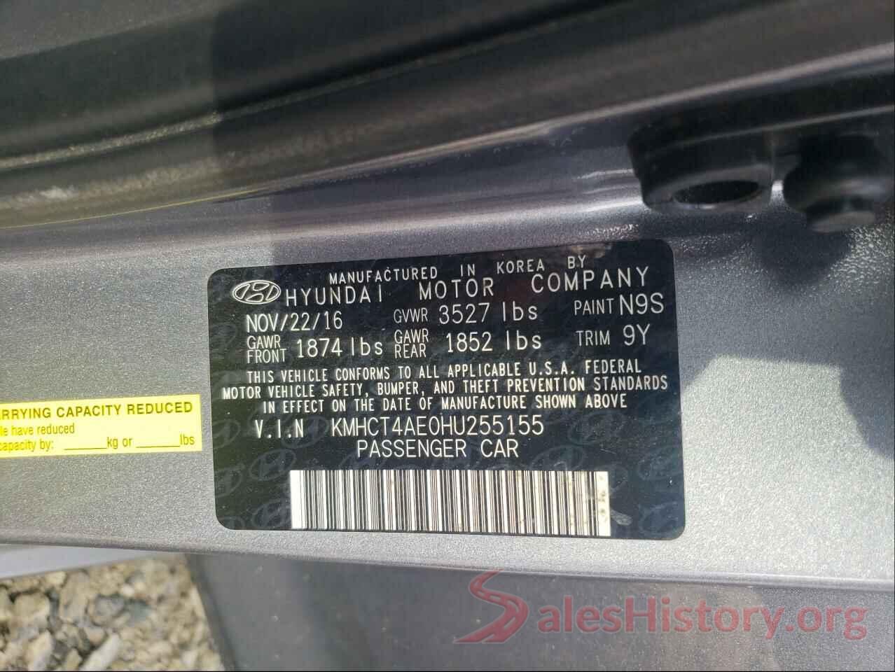 KMHCT4AE0HU255155 2017 HYUNDAI ACCENT