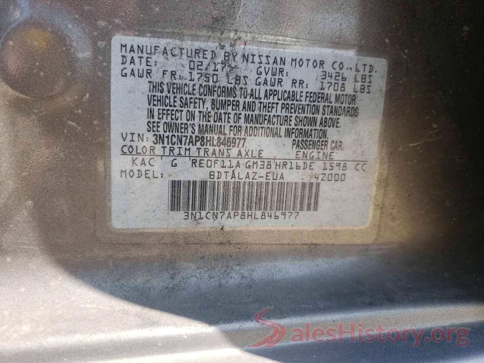 3N1CN7AP8HL846977 2017 NISSAN VERSA