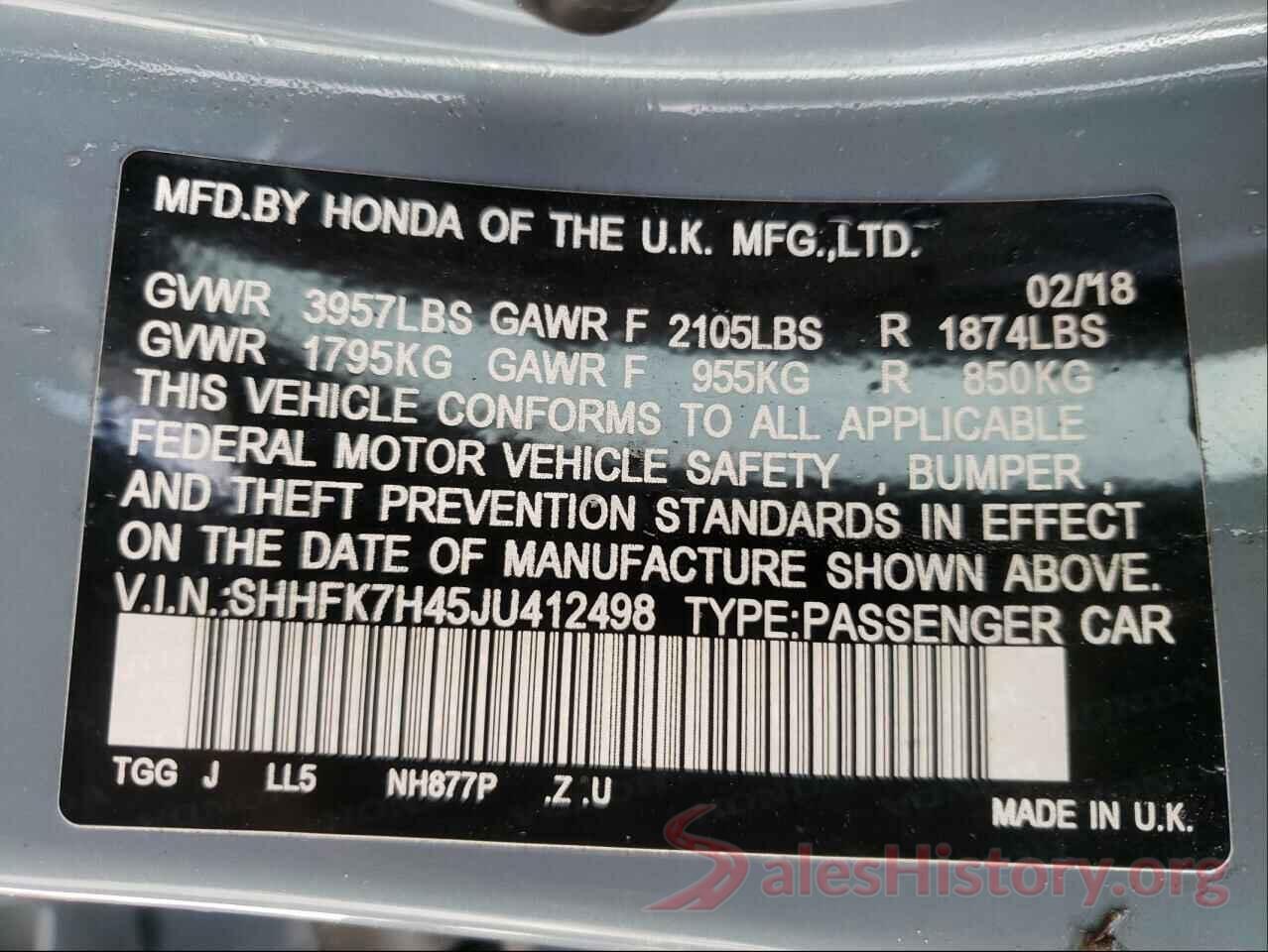 SHHFK7H45JU412498 2018 HONDA CIVIC