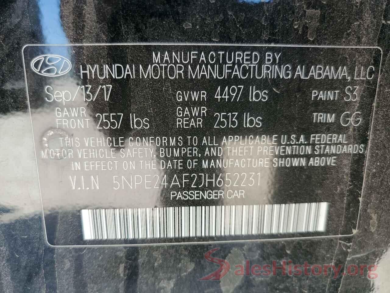 5NPE24AF2JH652231 2018 HYUNDAI SONATA