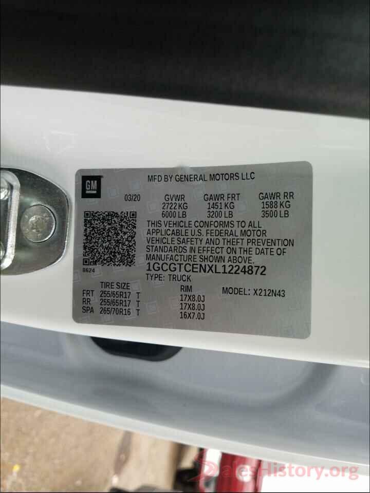 1GCGTCENXL1224872 2020 CHEVROLET COLORADO