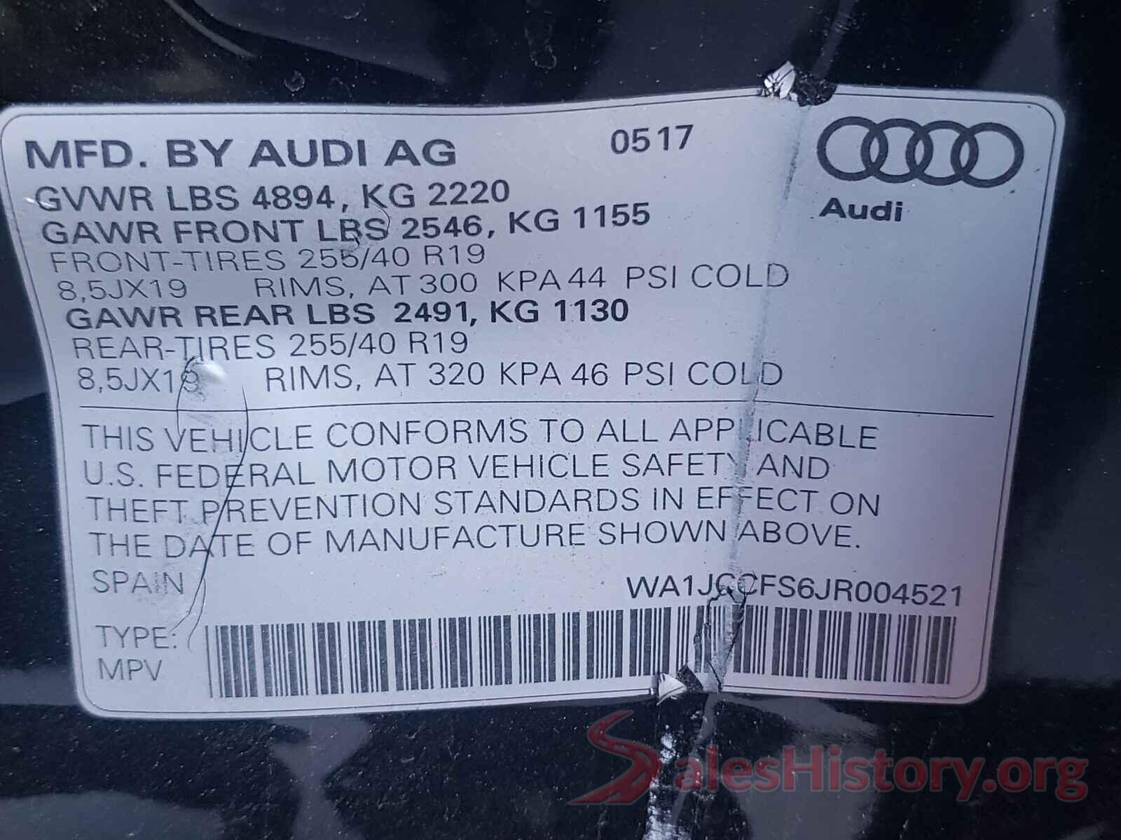 WA1JCCFS6JR004521 2018 AUDI Q3