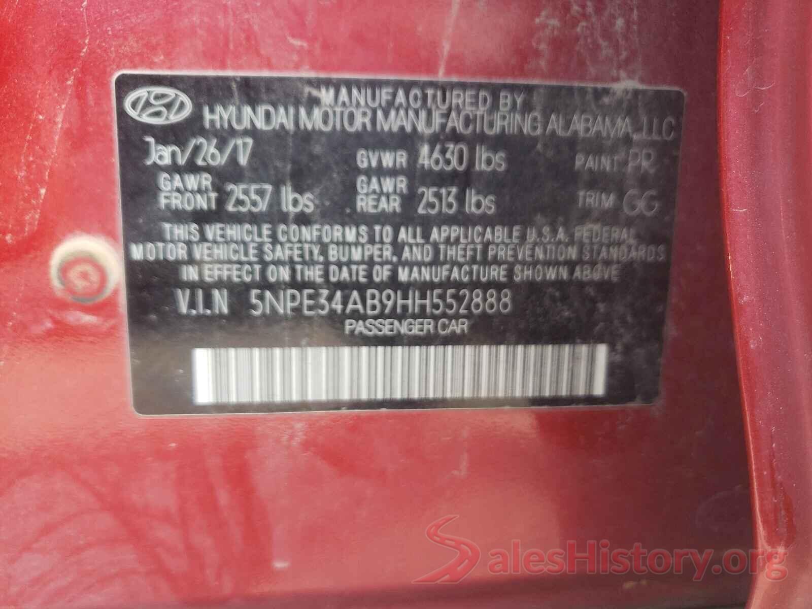 5NPE34AB9HH552888 2017 HYUNDAI SONATA