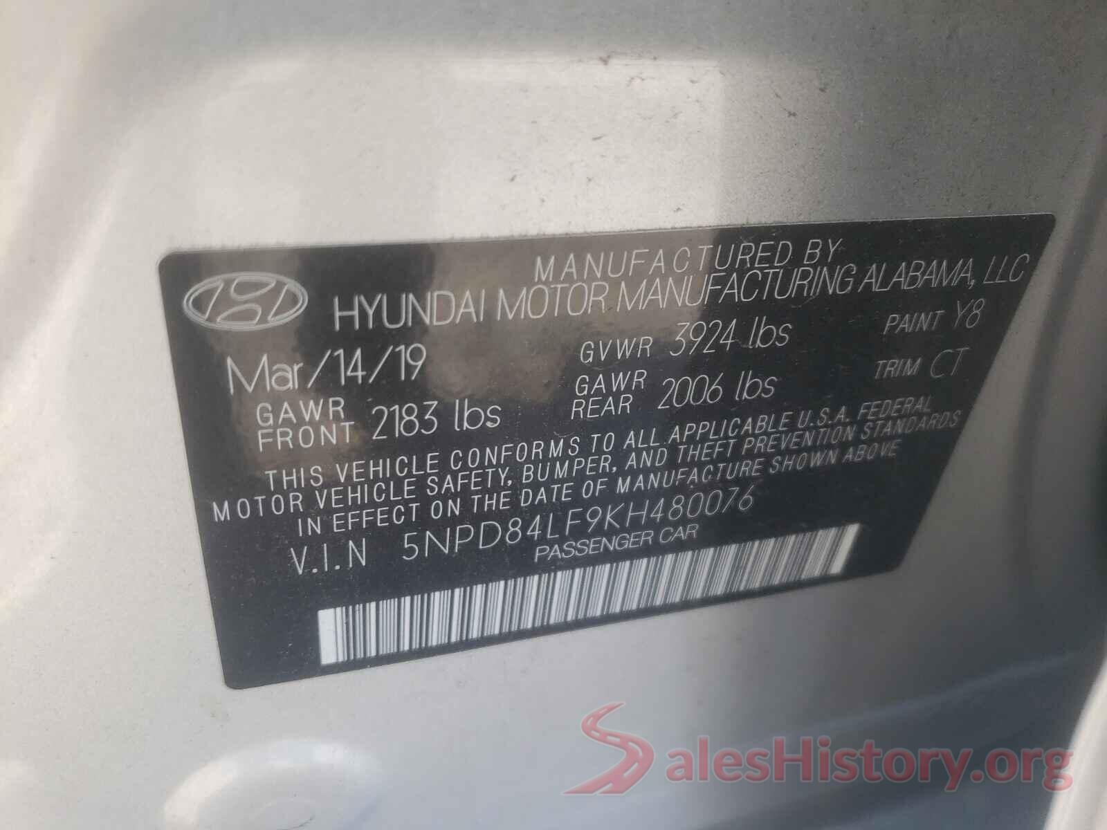 5NPD84LF9KH480076 2019 HYUNDAI ELANTRA