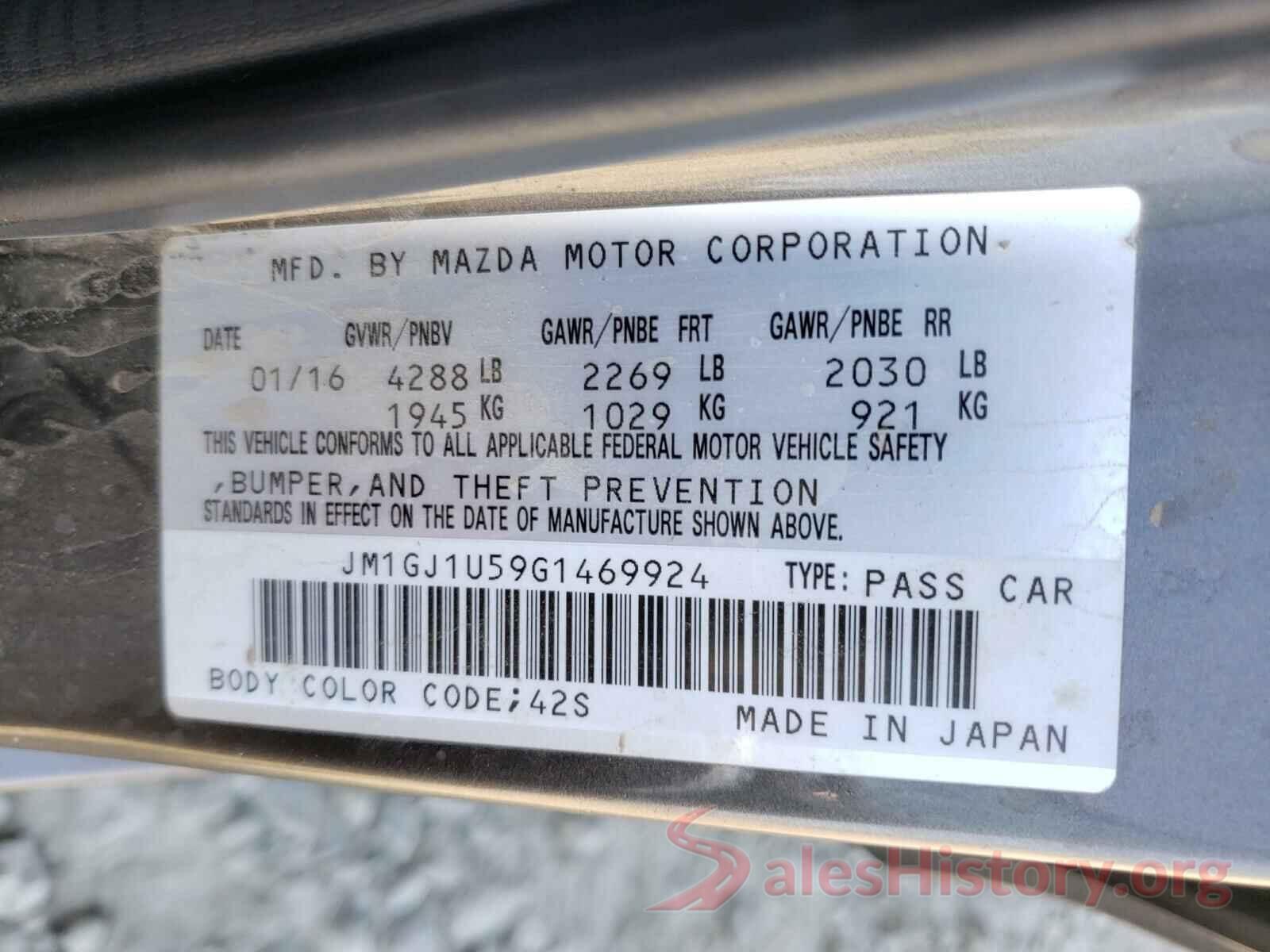 JM1GJ1U59G1469924 2016 MAZDA 6