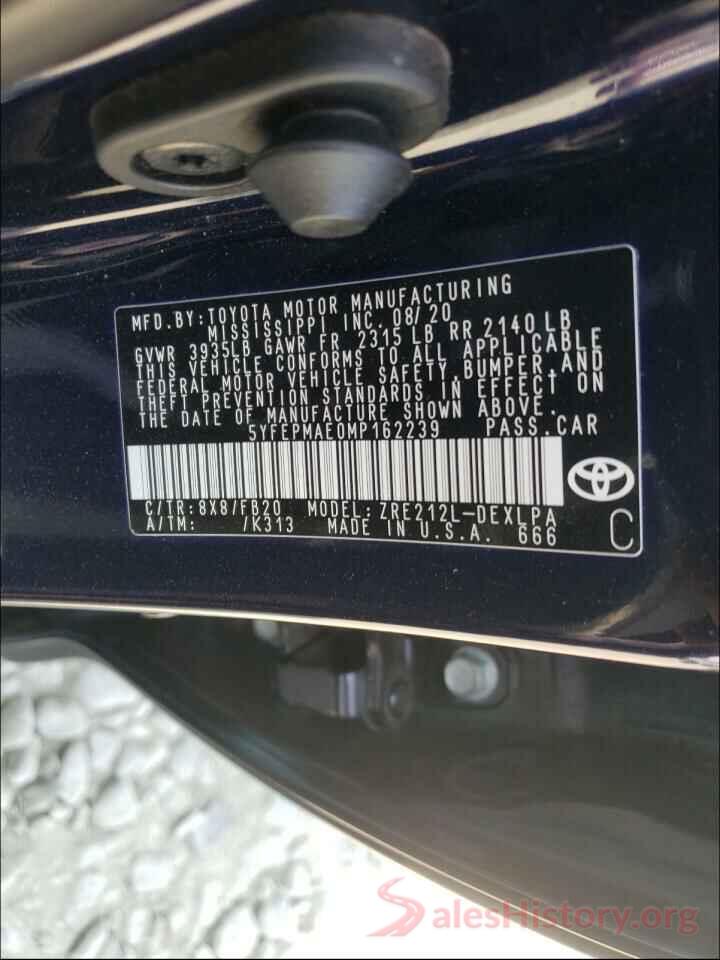 5YFEPMAE0MP162239 2021 TOYOTA COROLLA