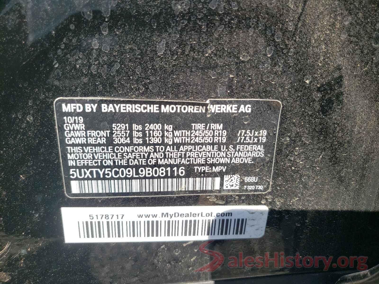 5UXTY5C09L9B08116 2020 BMW X3