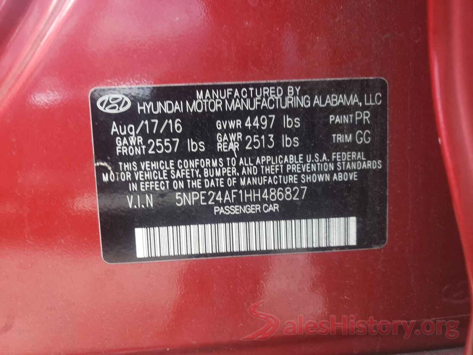 5NPE24AF1HH486827 2017 HYUNDAI SONATA