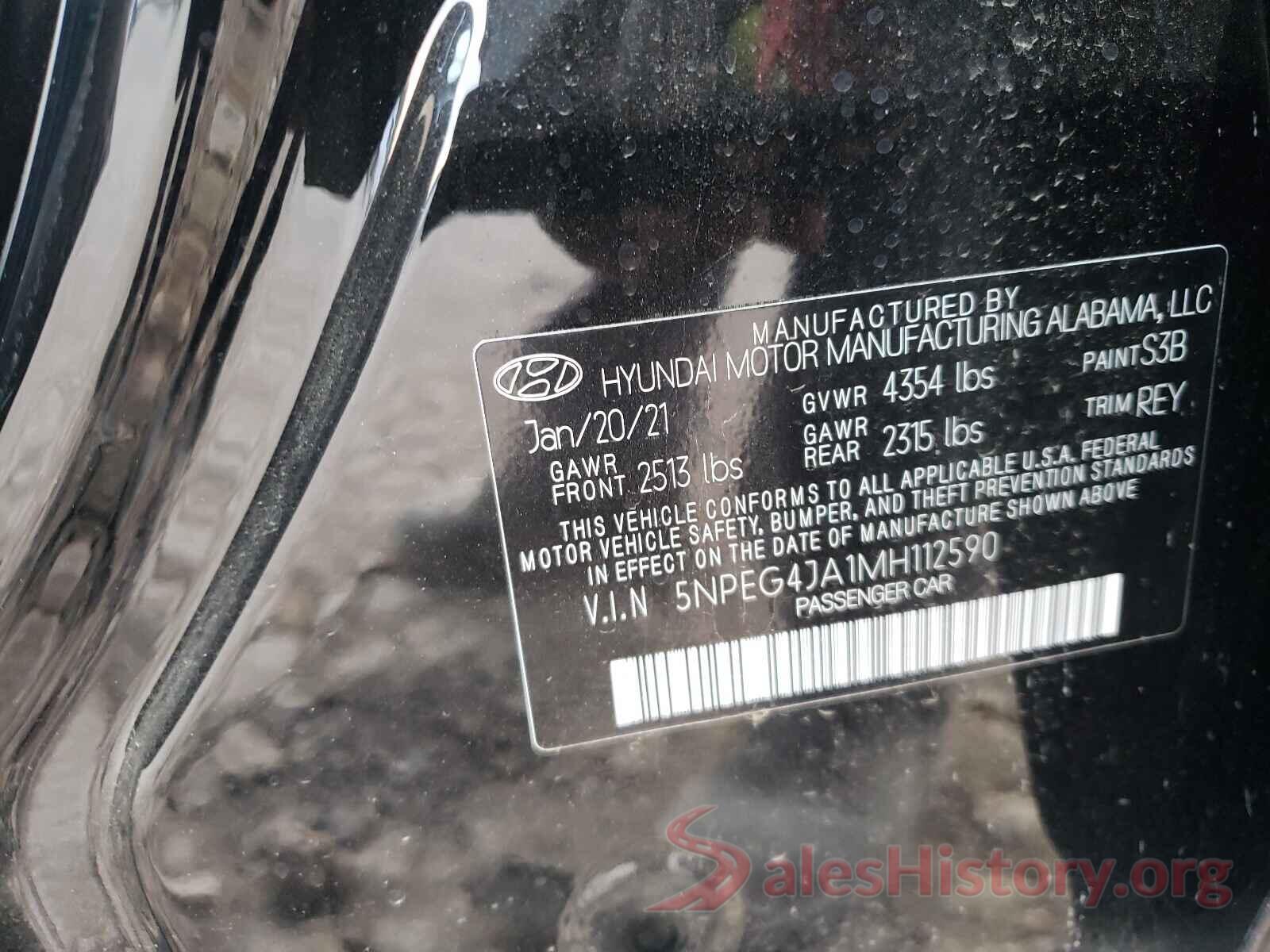 5NPEG4JA1MH112590 2021 HYUNDAI SONATA