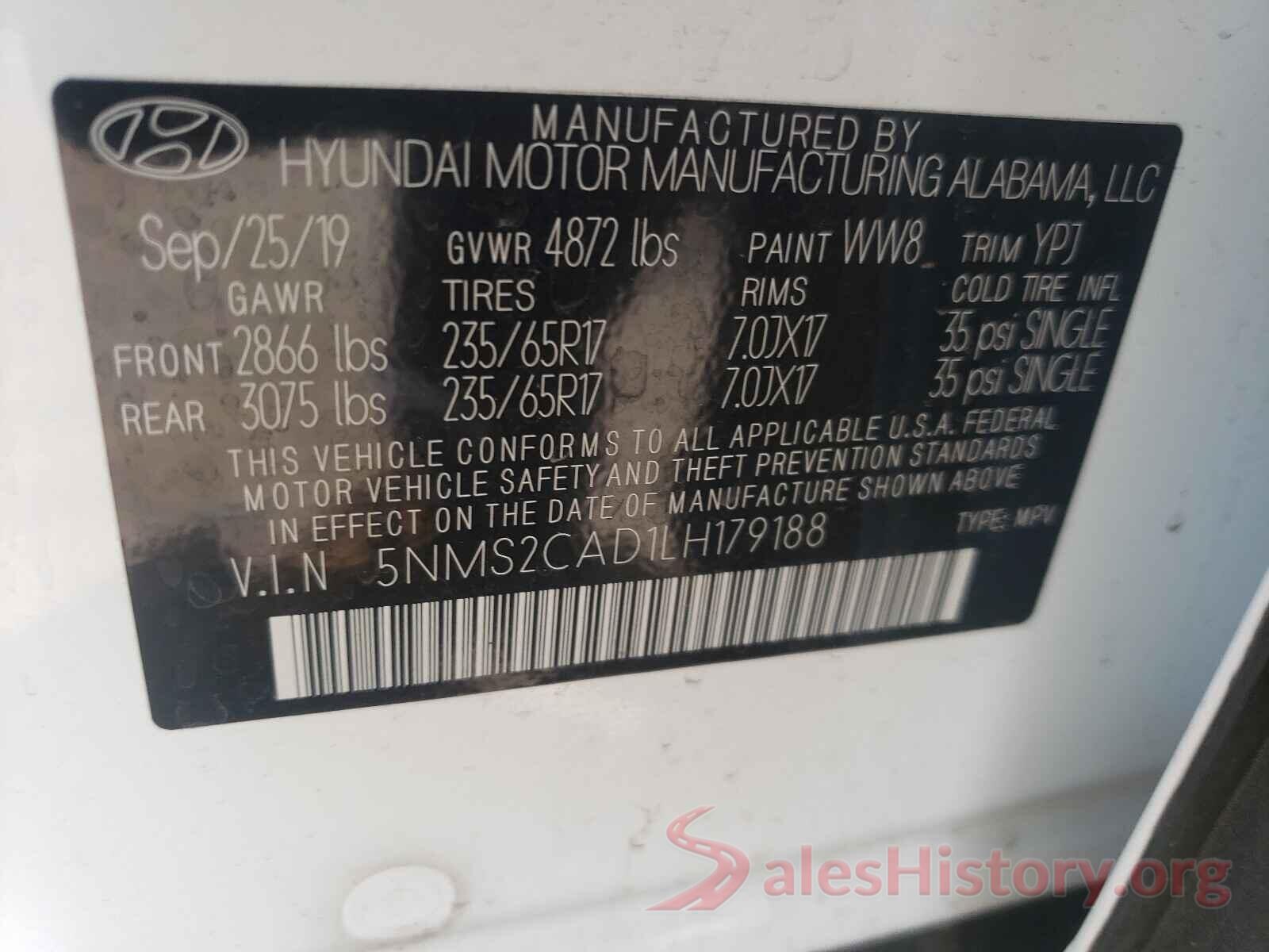 5NMS2CAD1LH179188 2020 HYUNDAI SANTA FE