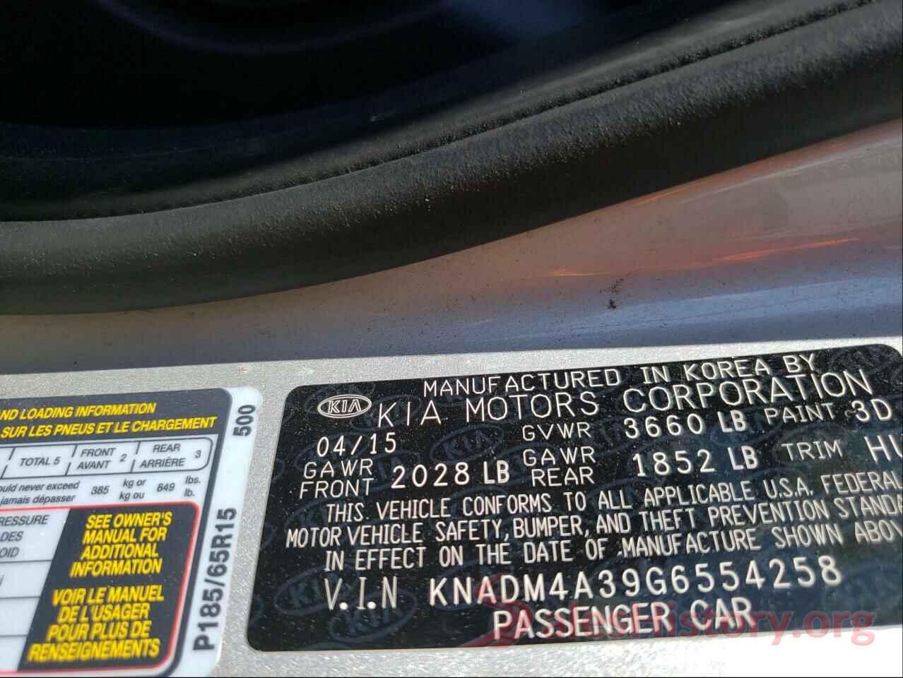 KNADM4A39G6554258 2016 KIA RIO