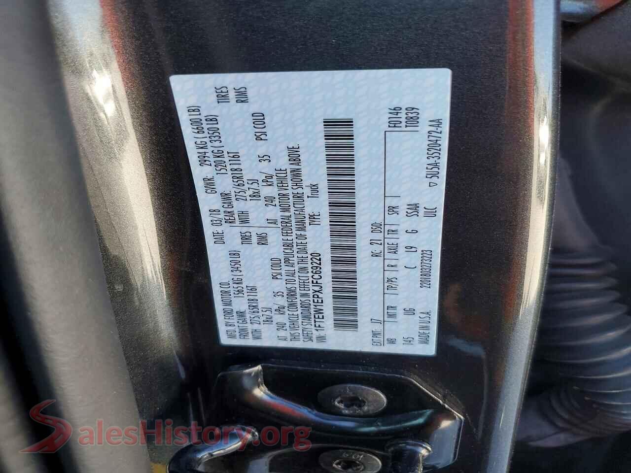 2018 FORD F150 VIN 1FTEW1EPXJFC69220, wheel and tire