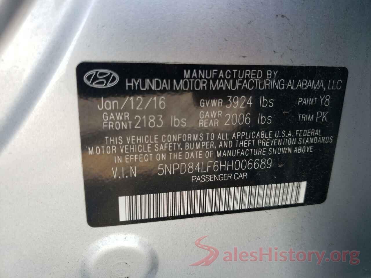 5NPD84LF6HH006689 2017 HYUNDAI ELANTRA