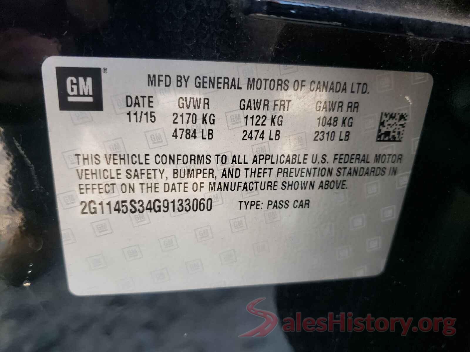 2G1145S34G9133060 2016 CHEVROLET IMPALA