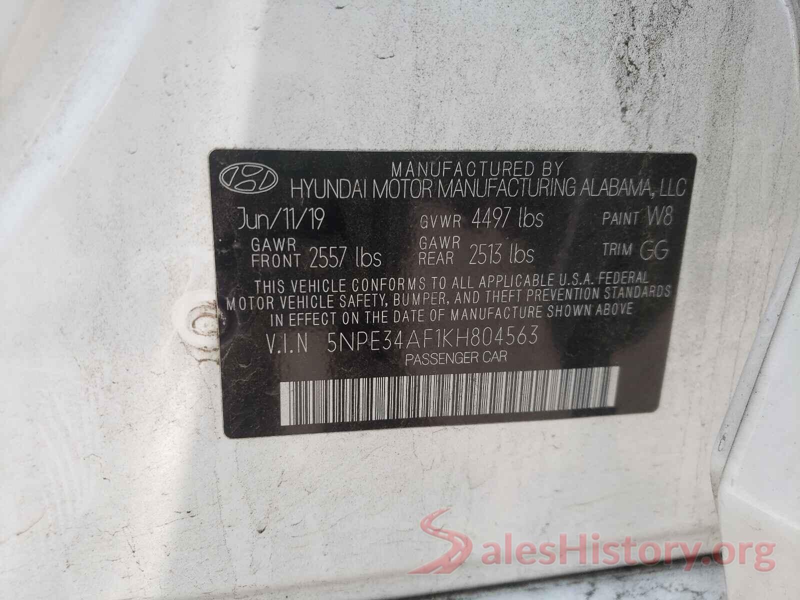 5NPE34AF1KH804563 2019 HYUNDAI SONATA