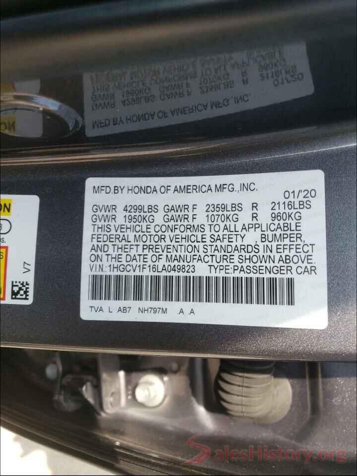 1HGCV1F16LA049823 2020 HONDA ACCORD