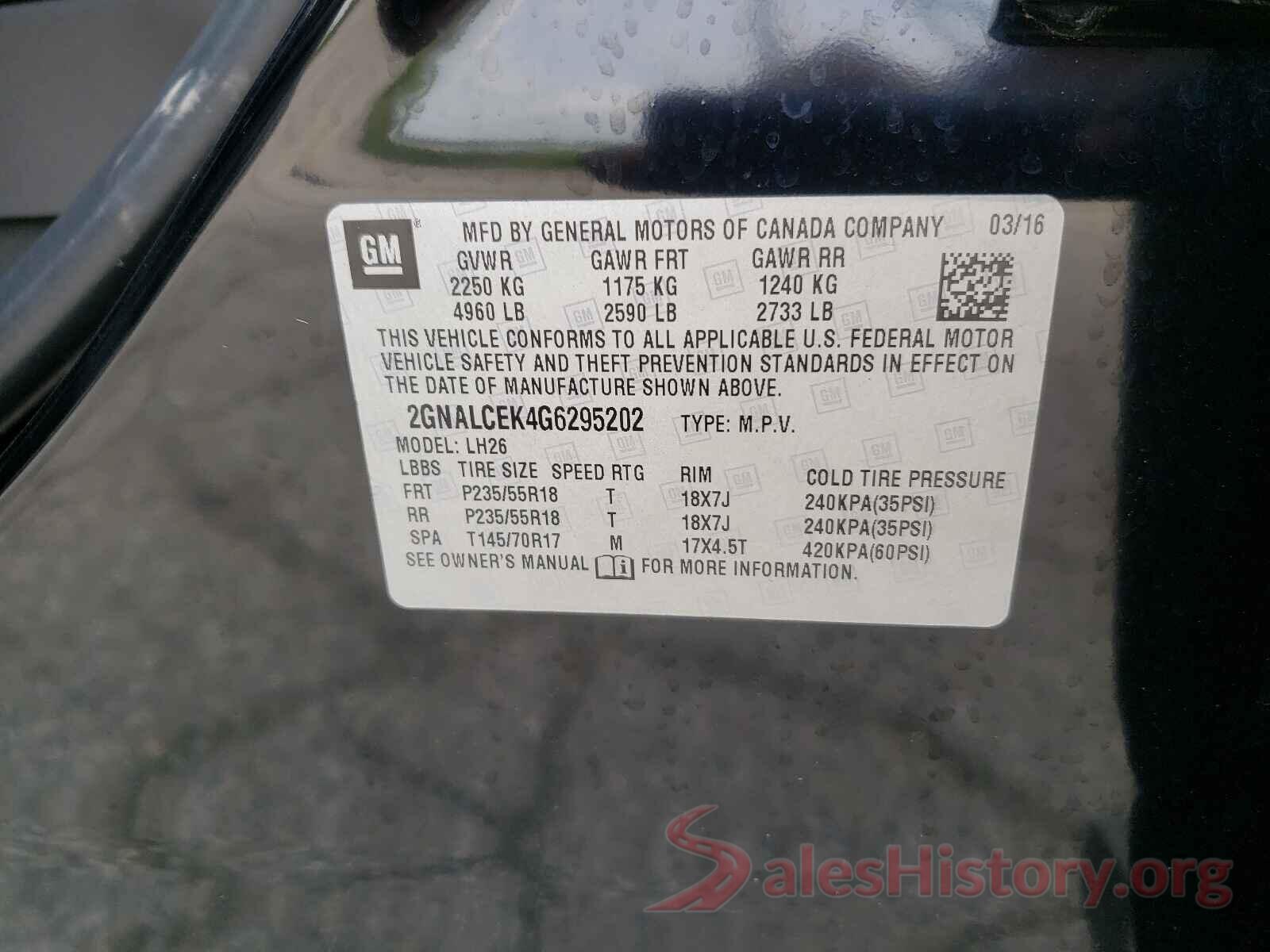 2GNALCEK4G6295202 2016 CHEVROLET EQUINOX