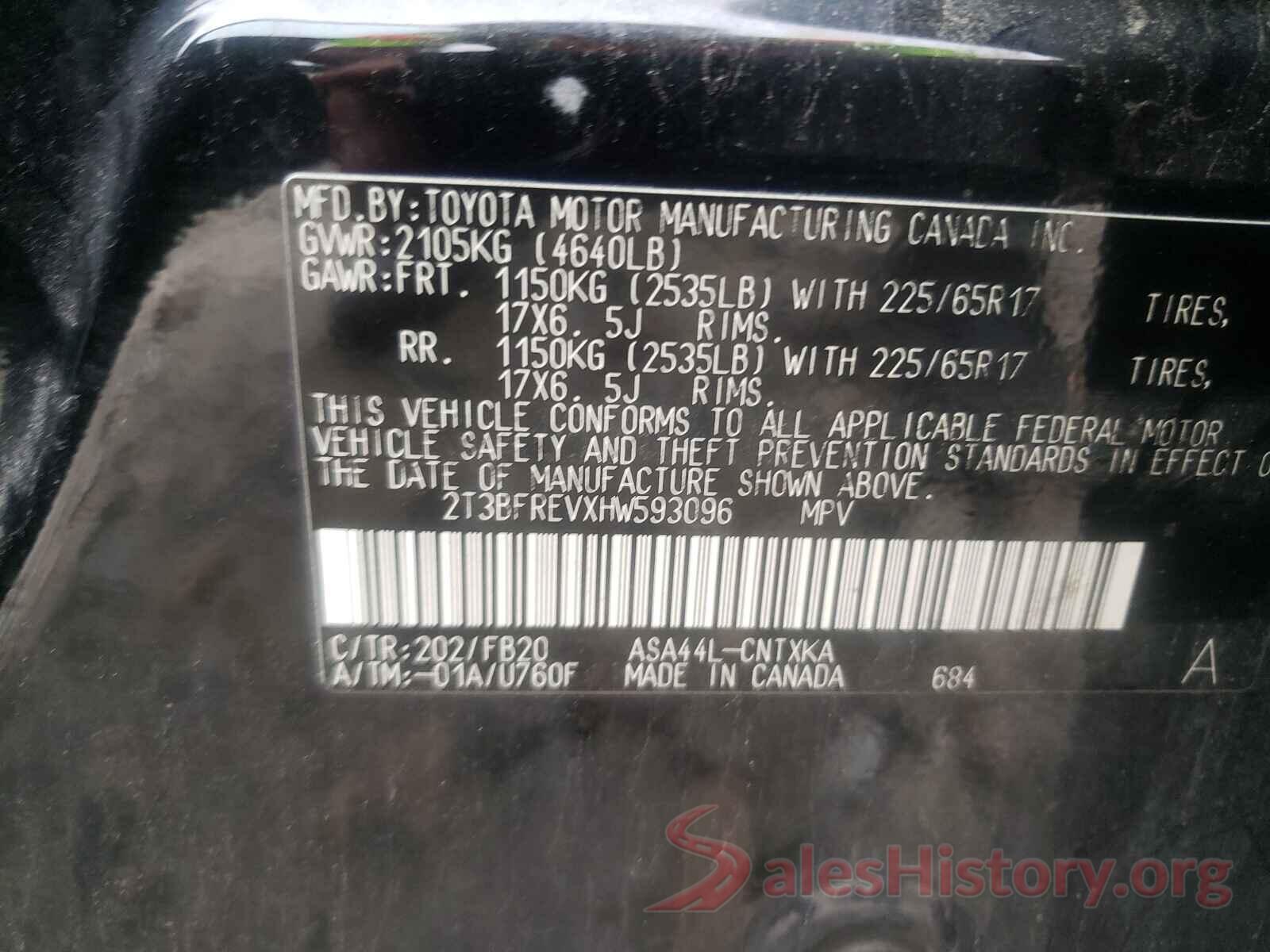 2T3BFREVXHW593096 2017 TOYOTA RAV4