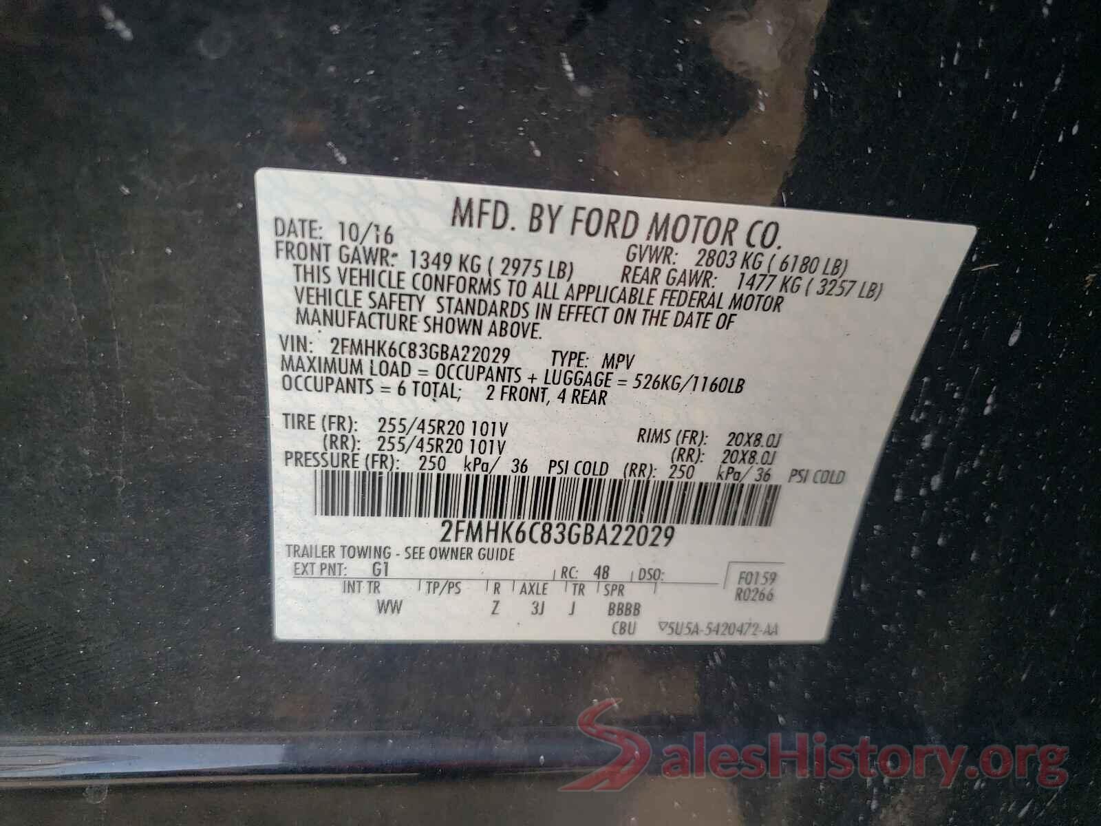 2FMHK6C83GBA22029 2016 FORD FLEX