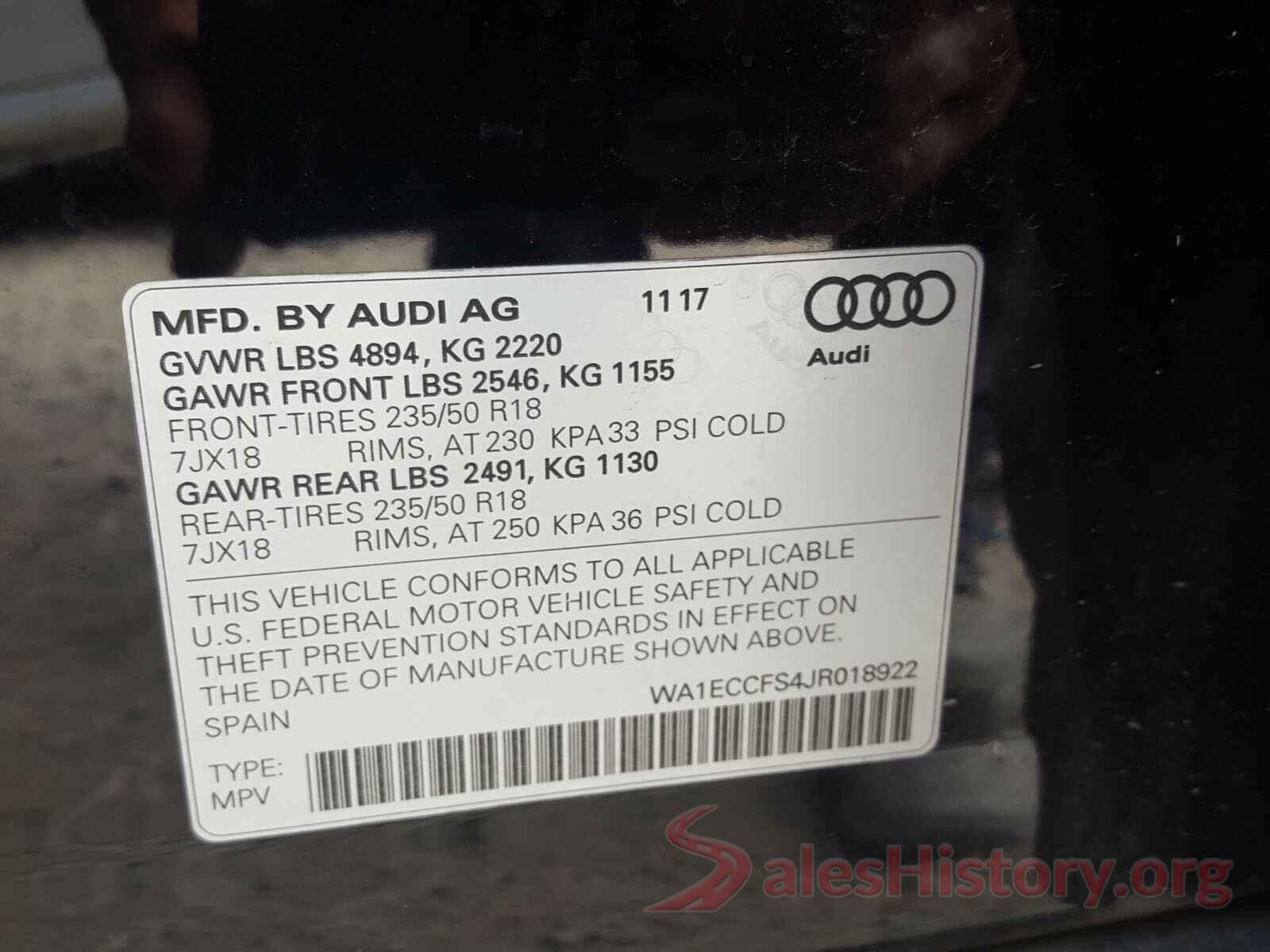 WA1ECCFS4JR018922 2018 AUDI Q3