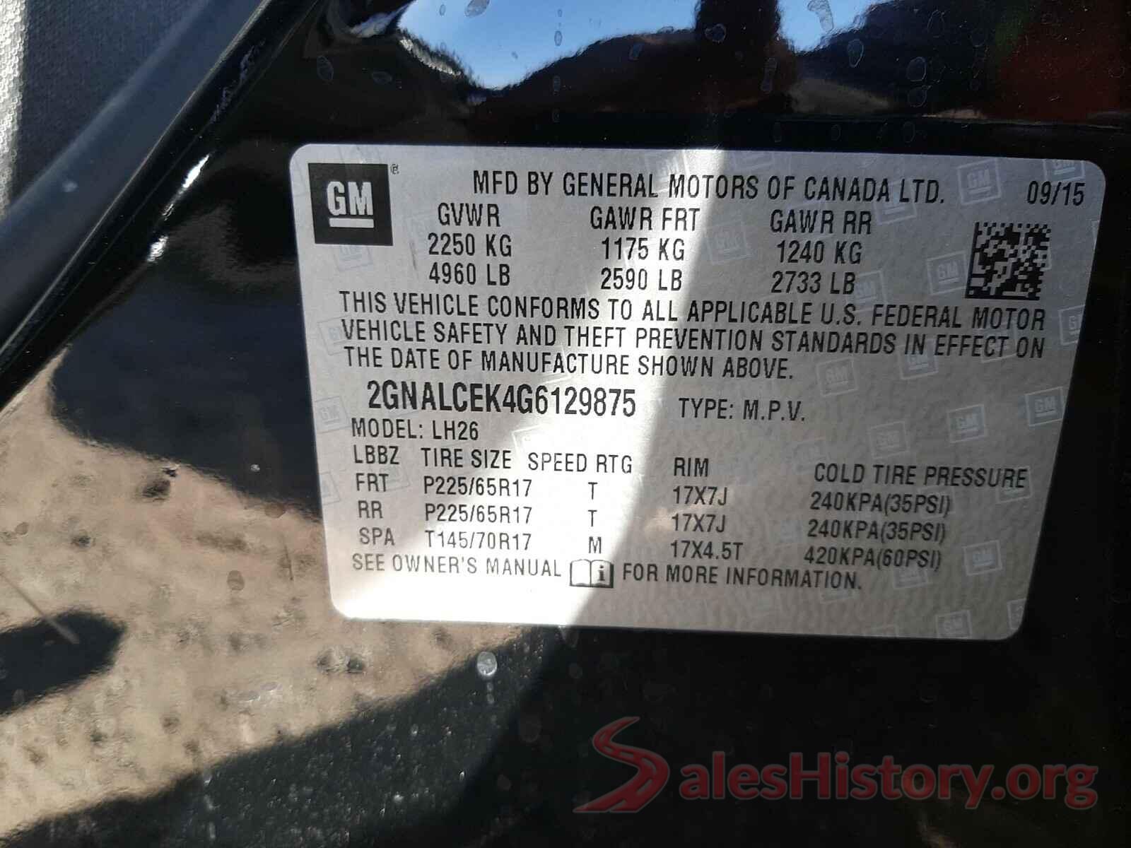 2GNALCEK4G6129875 2016 CHEVROLET EQUINOX