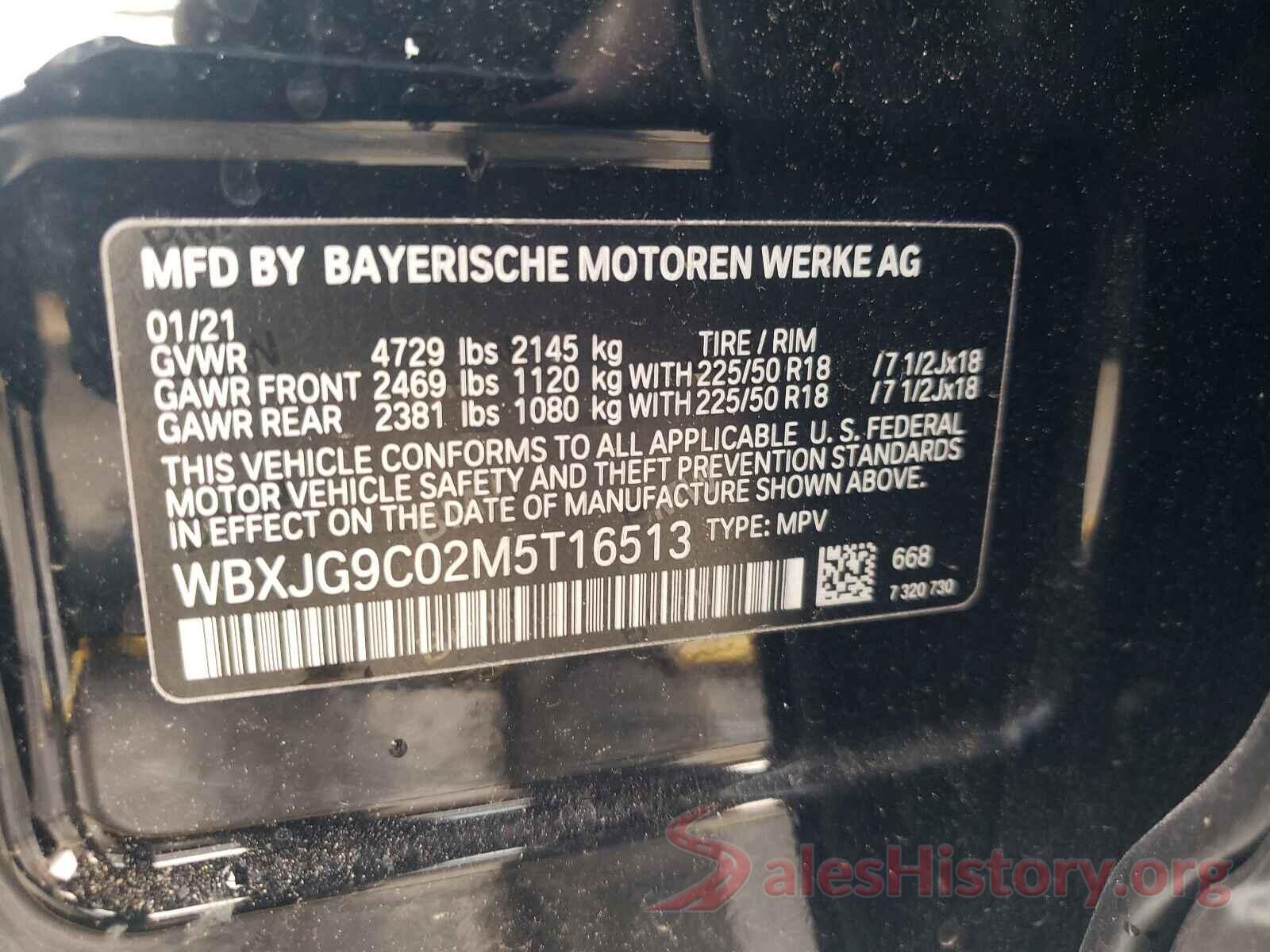 WBXJG9C02M5T16513 2021 BMW X1