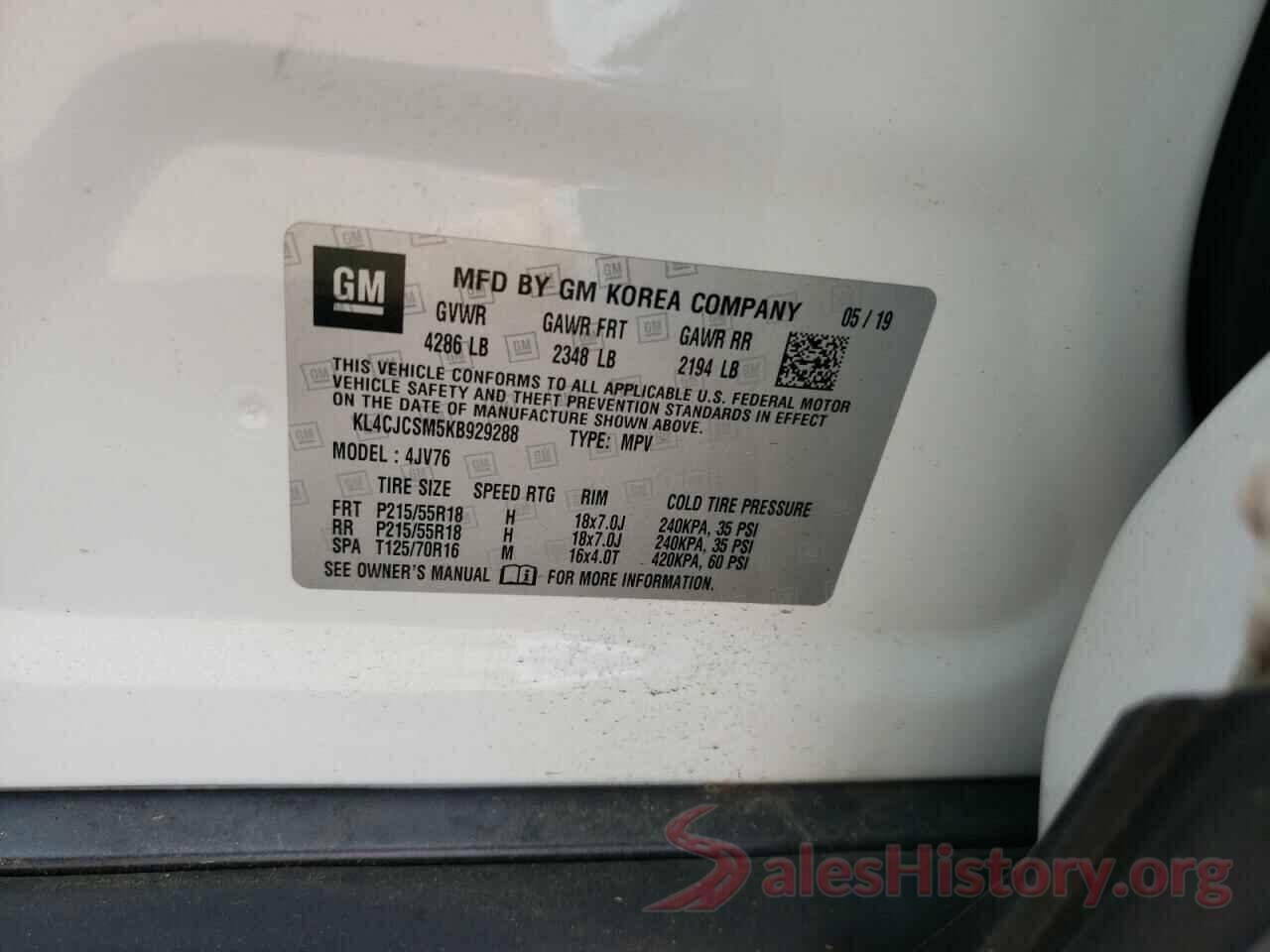 KL4CJCSM5KB929288 2019 BUICK ENCORE