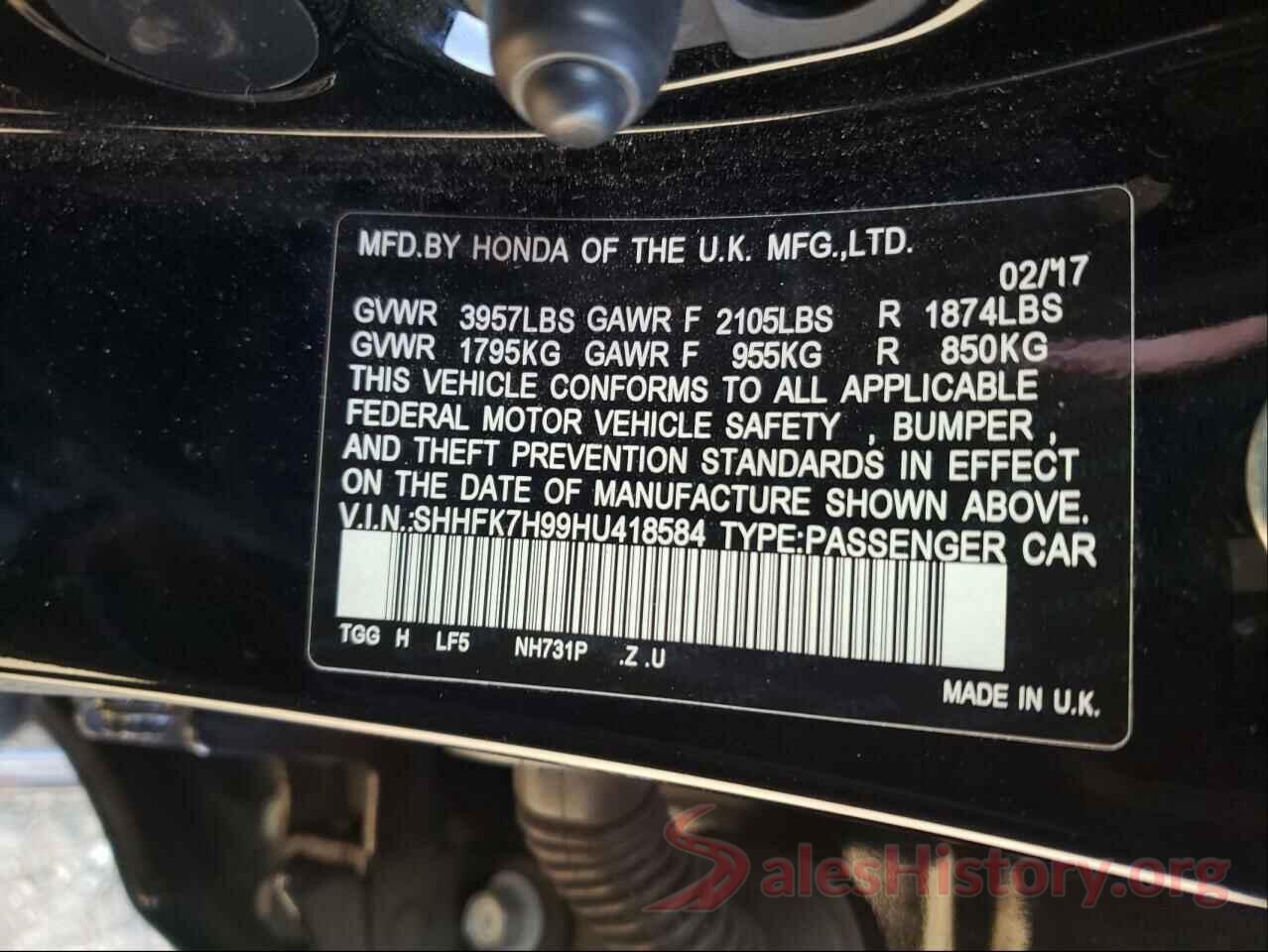 SHHFK7H99HU418584 2017 HONDA CIVIC