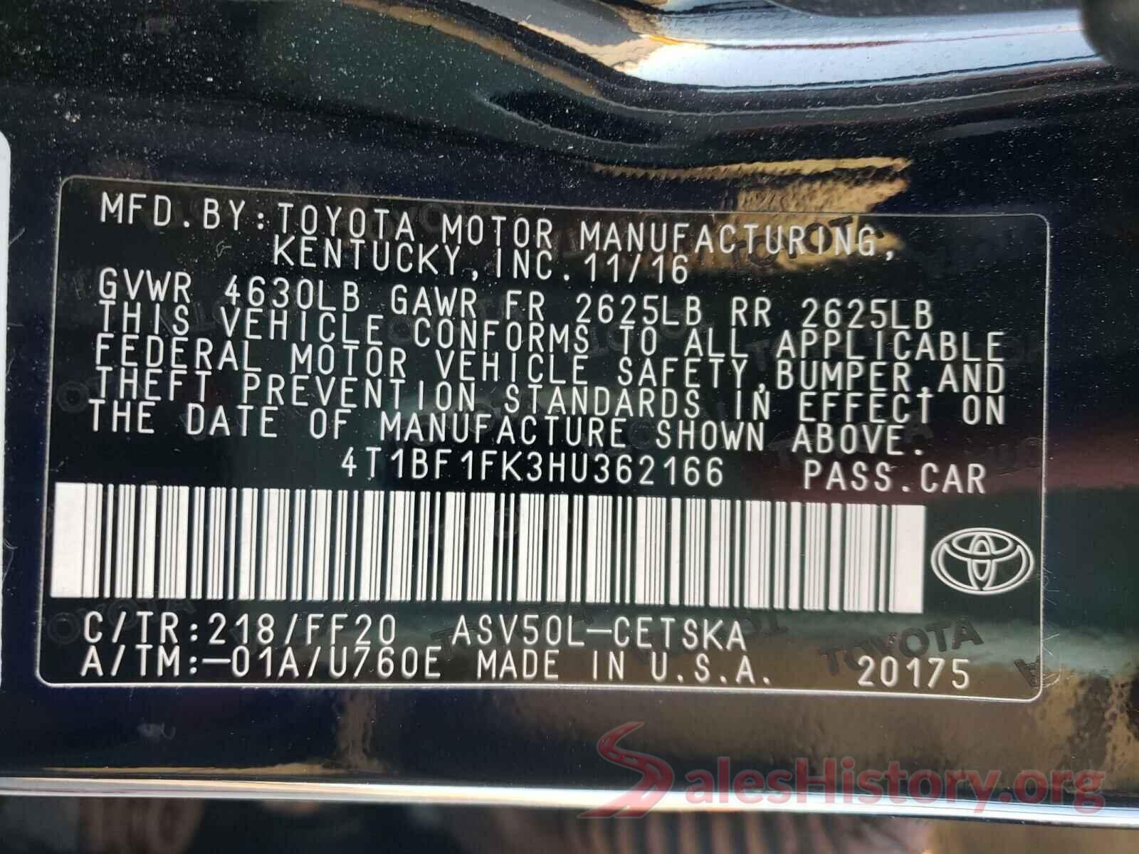 4T1BF1FK3HU362166 2017 TOYOTA CAMRY