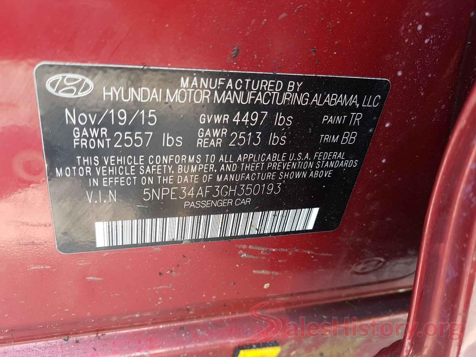 5NPE34AF3GH350193 2016 HYUNDAI SONATA