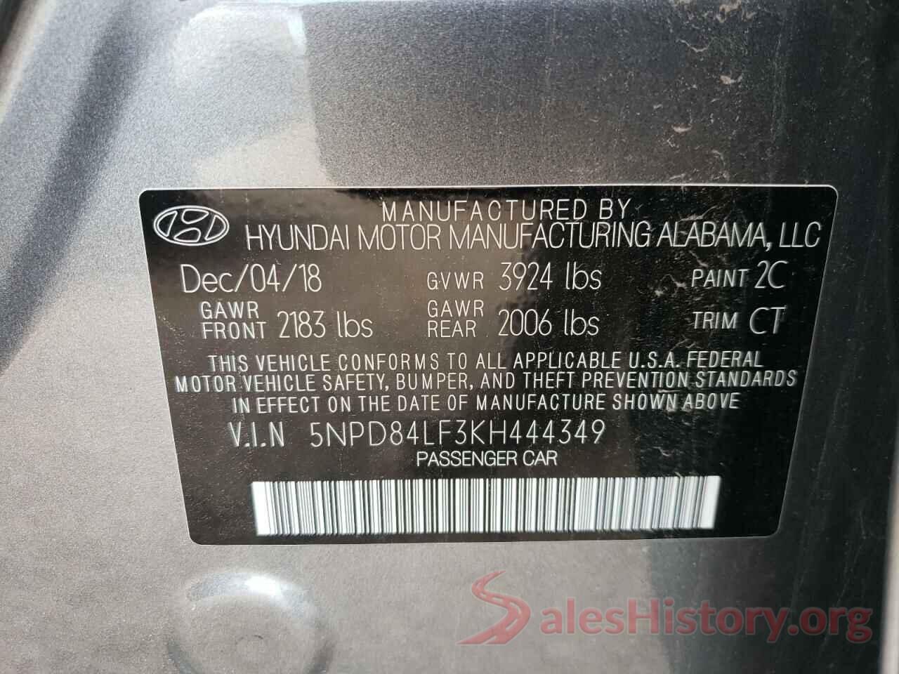 5NPD84LF3KH444349 2019 HYUNDAI ELANTRA