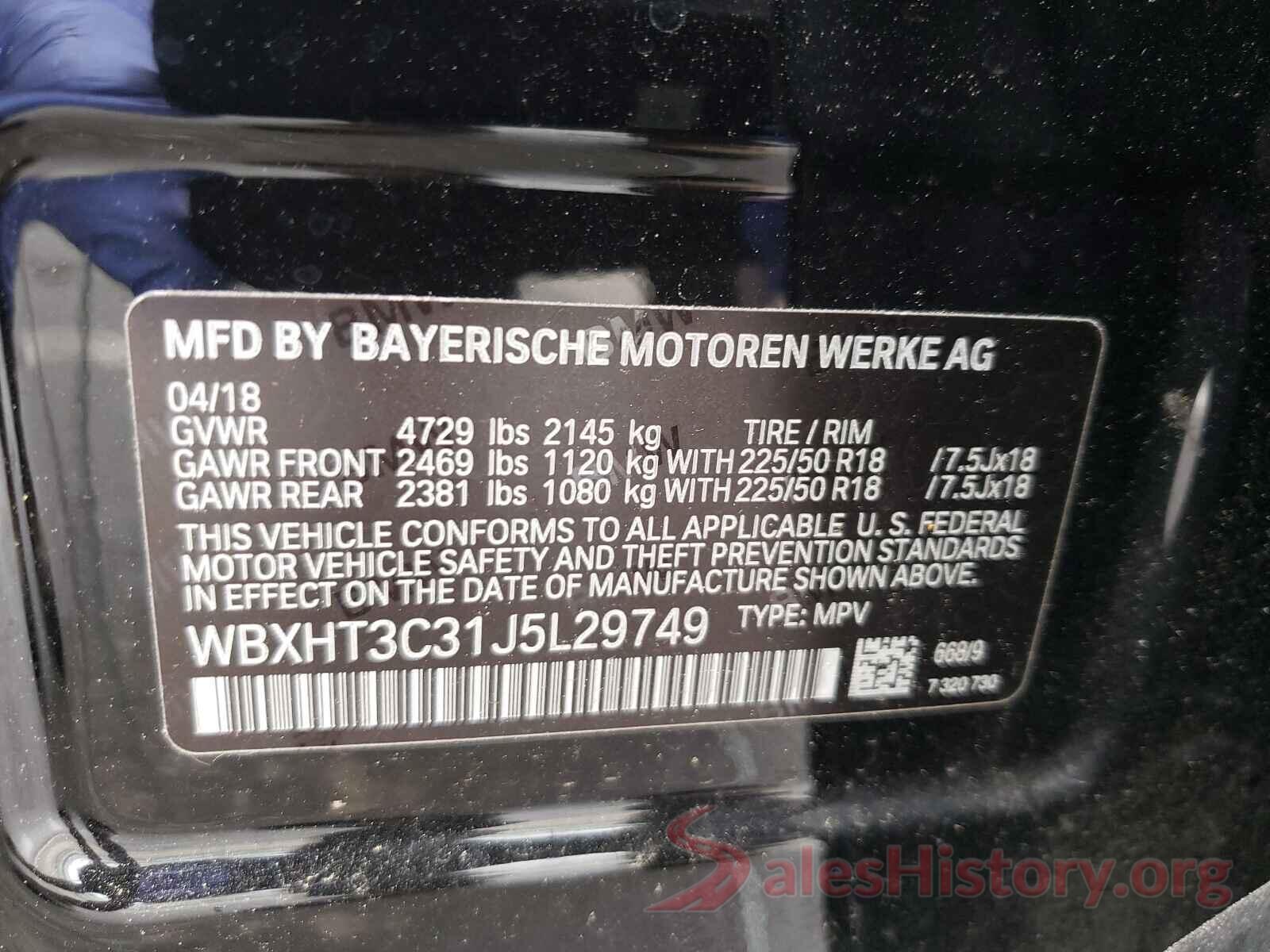 WBXHT3C31J5L29749 2018 BMW X1