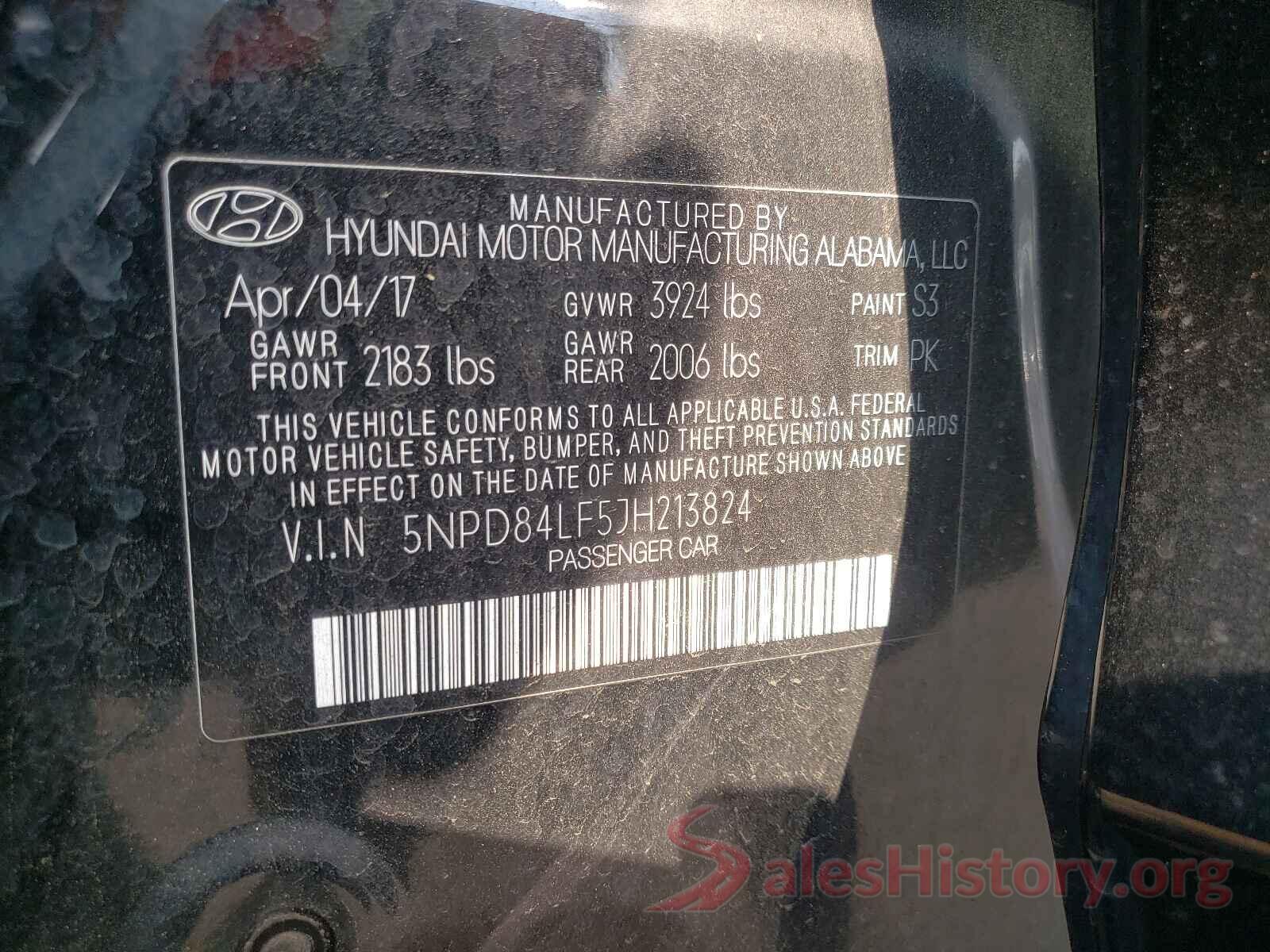 5NPD84LF5JH213824 2018 HYUNDAI ELANTRA